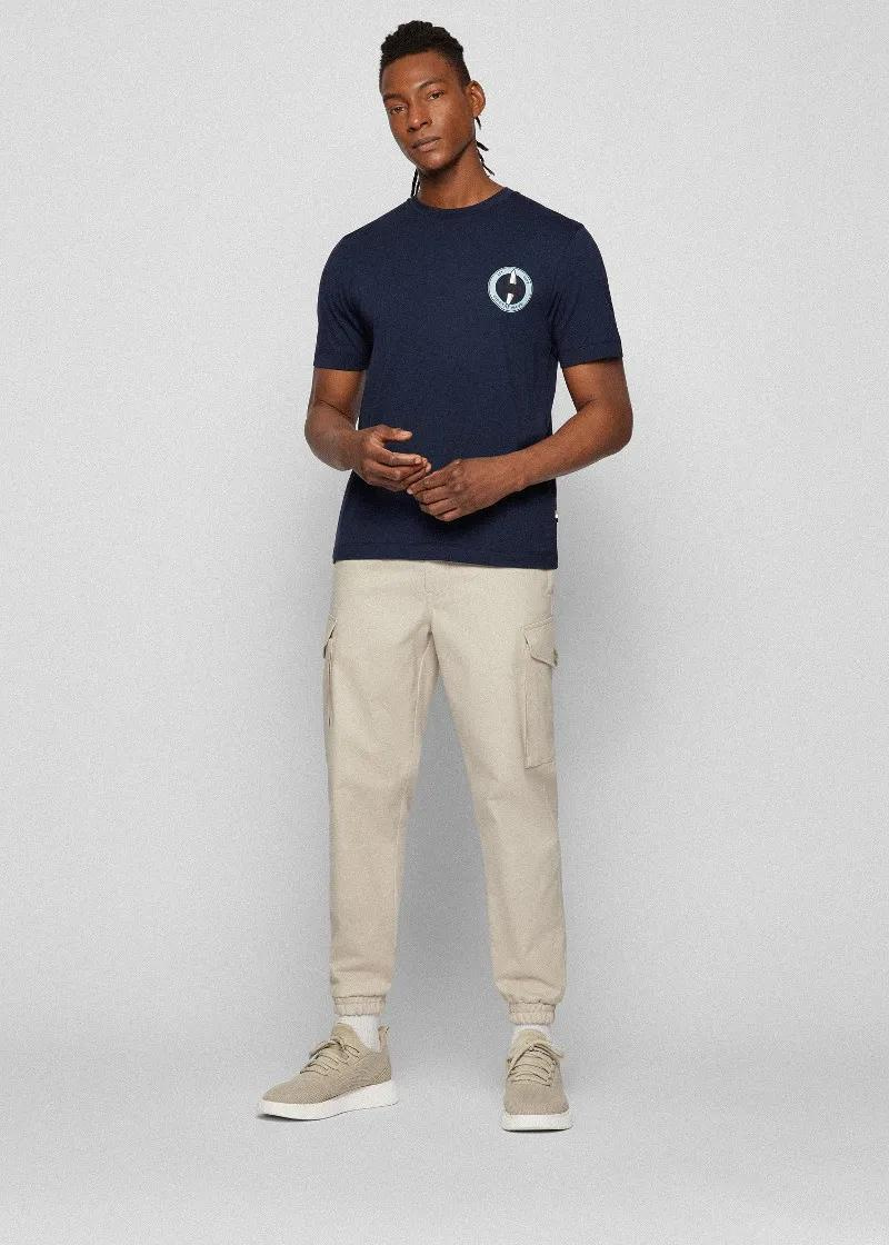 BOSS BOSS Erkek Marka Logo Detaylı Regular Fit Kısa Kollu Lacivert T-Shirt 50469499-404