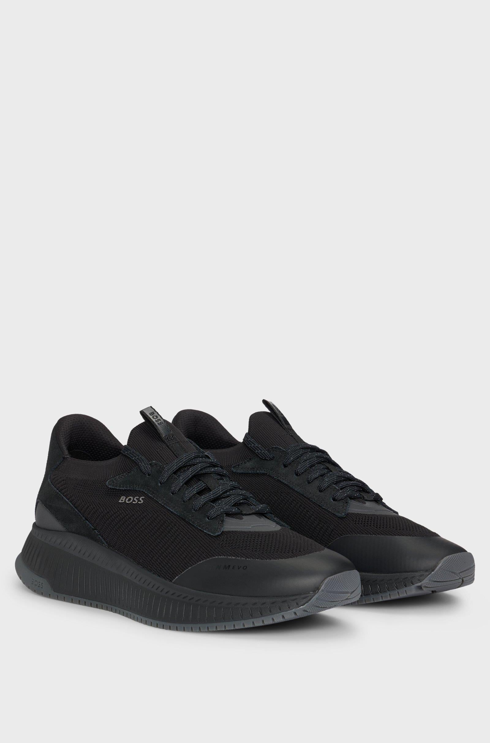 BOSS BOSS Erkek Marka Logolu Bağcıklı Kaydırmaz Tabanlı Günlük Siyah Sneaker 50523113-002