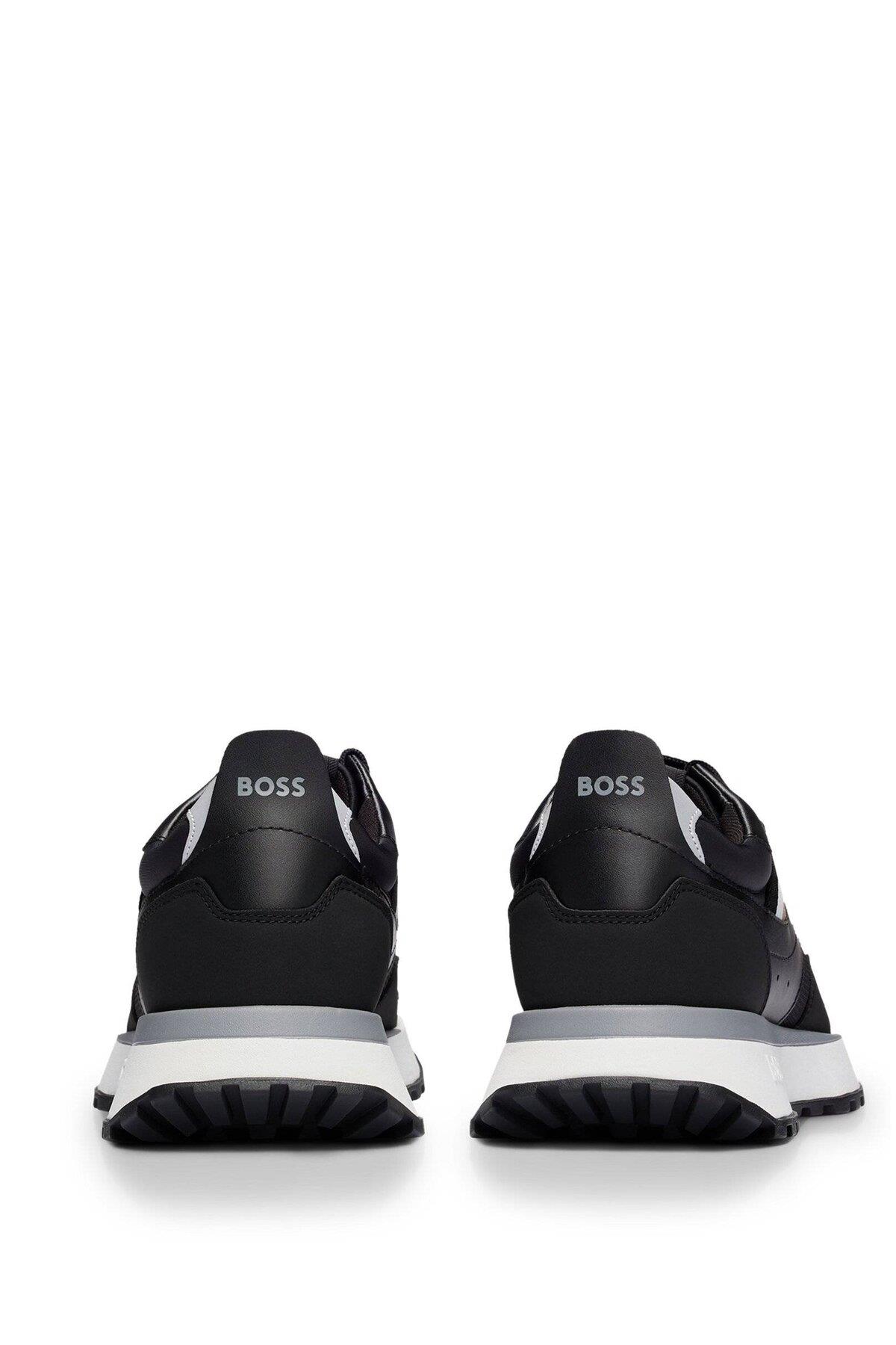 BOSS BOSS Erkek Marka Logolu Bağcıklı Kaydırmaz Tabanlı Günlük Siyah Sneaker 50498280-001