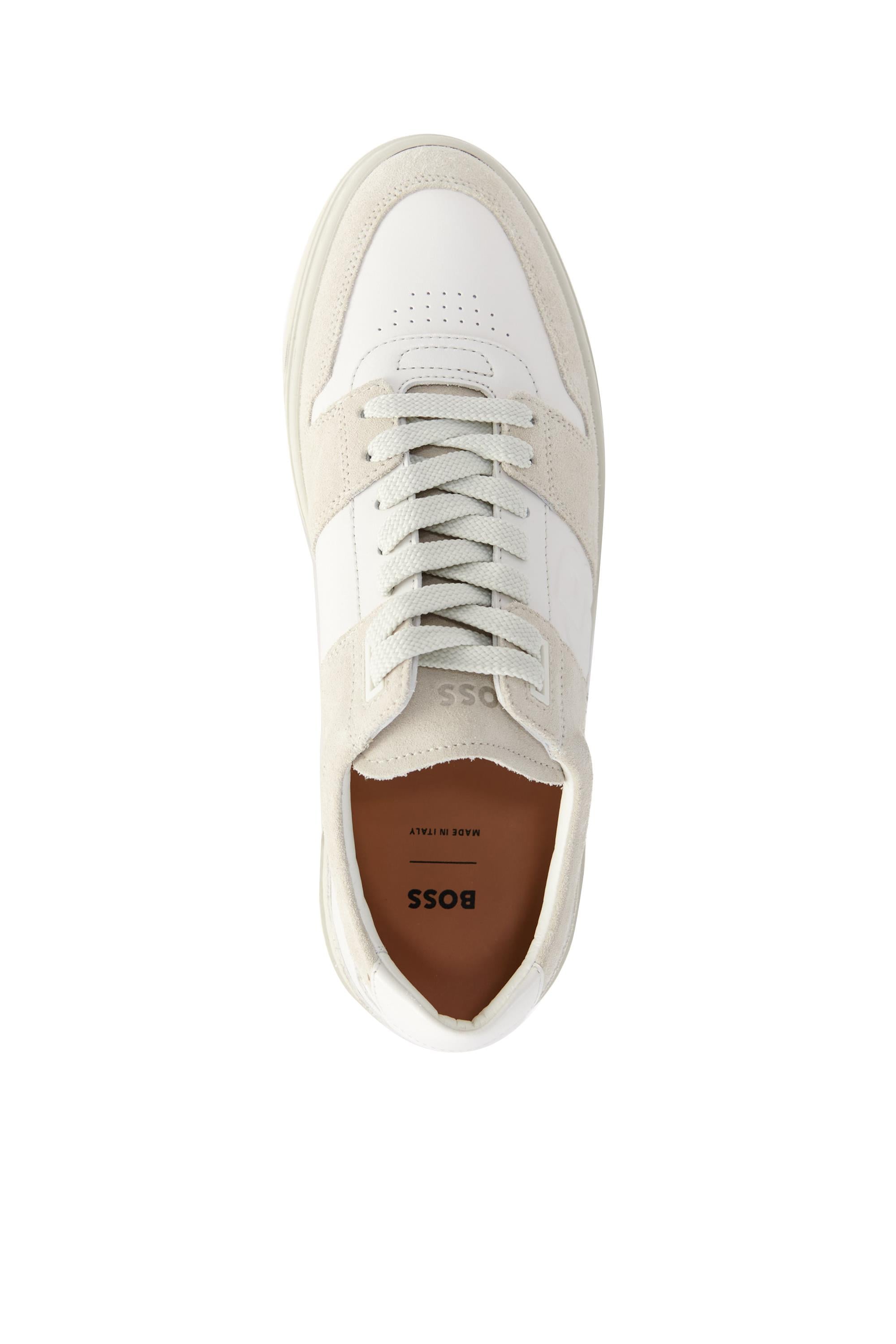 BOSS BOSS Erkek Marka Logolu Bağcıklı Kaydırmaz Tabanlı Günlük Krem-beyaz Sneaker 50517057-110