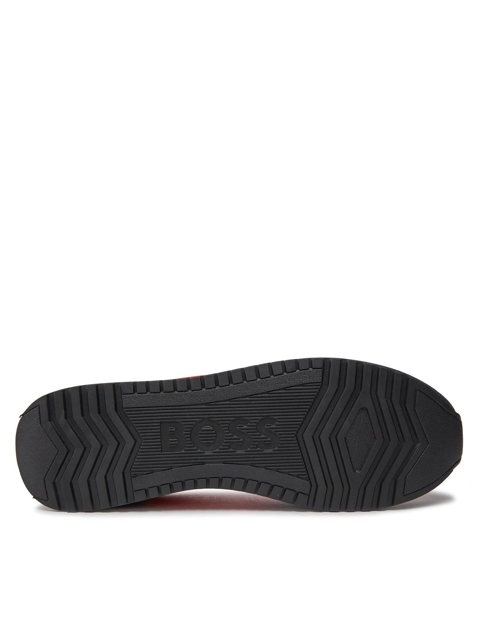 BOSS BOSS Erkek Marka Logolu Bağcıklı Kaydırmaz Tabanlı Günlük Kırmızı-Lacivert Sneaker 50503715-644