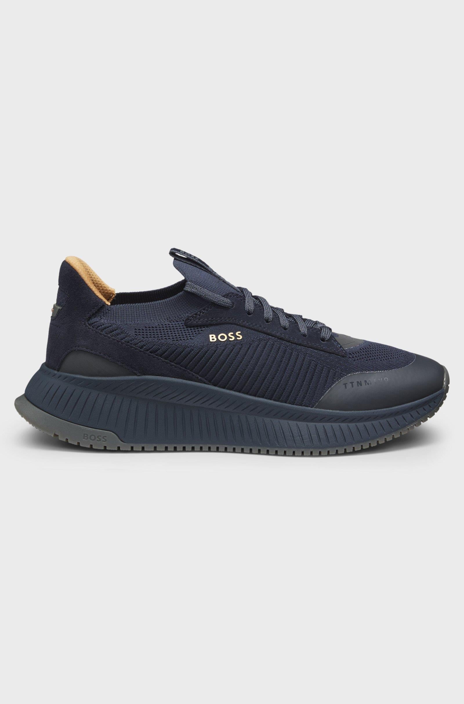 BOSS  BOSS Erkek Marka Logolu Bağcıklı Kaydırmaz Tabanlı Günlük Lacivert1 Sneaker 50523113-475