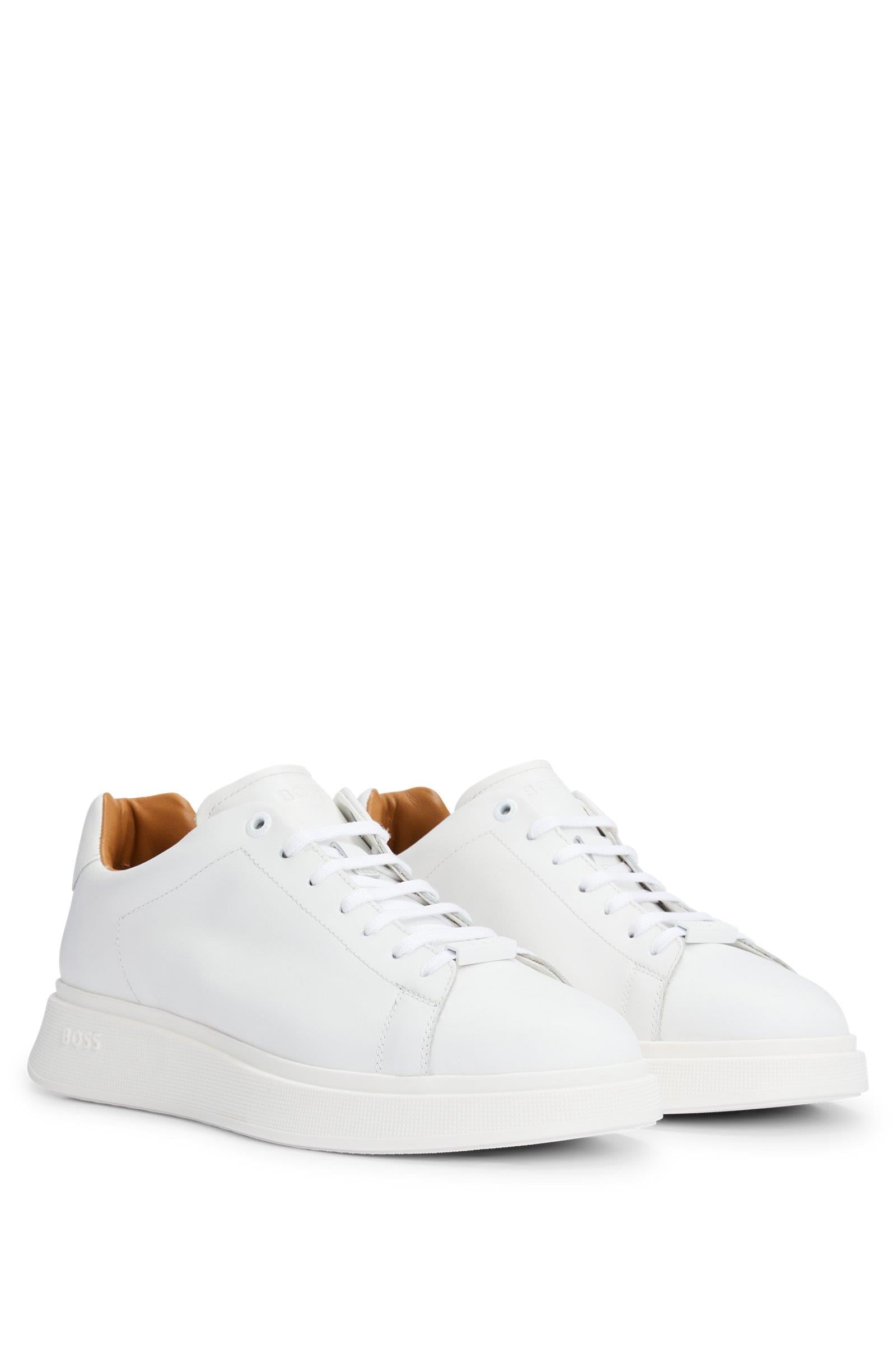 BOSS BOSS Erkek Marka Logolu Bağcıklı Kaydırmaz Tabanlı Günlük Beyaz Sneaker 50497887-100