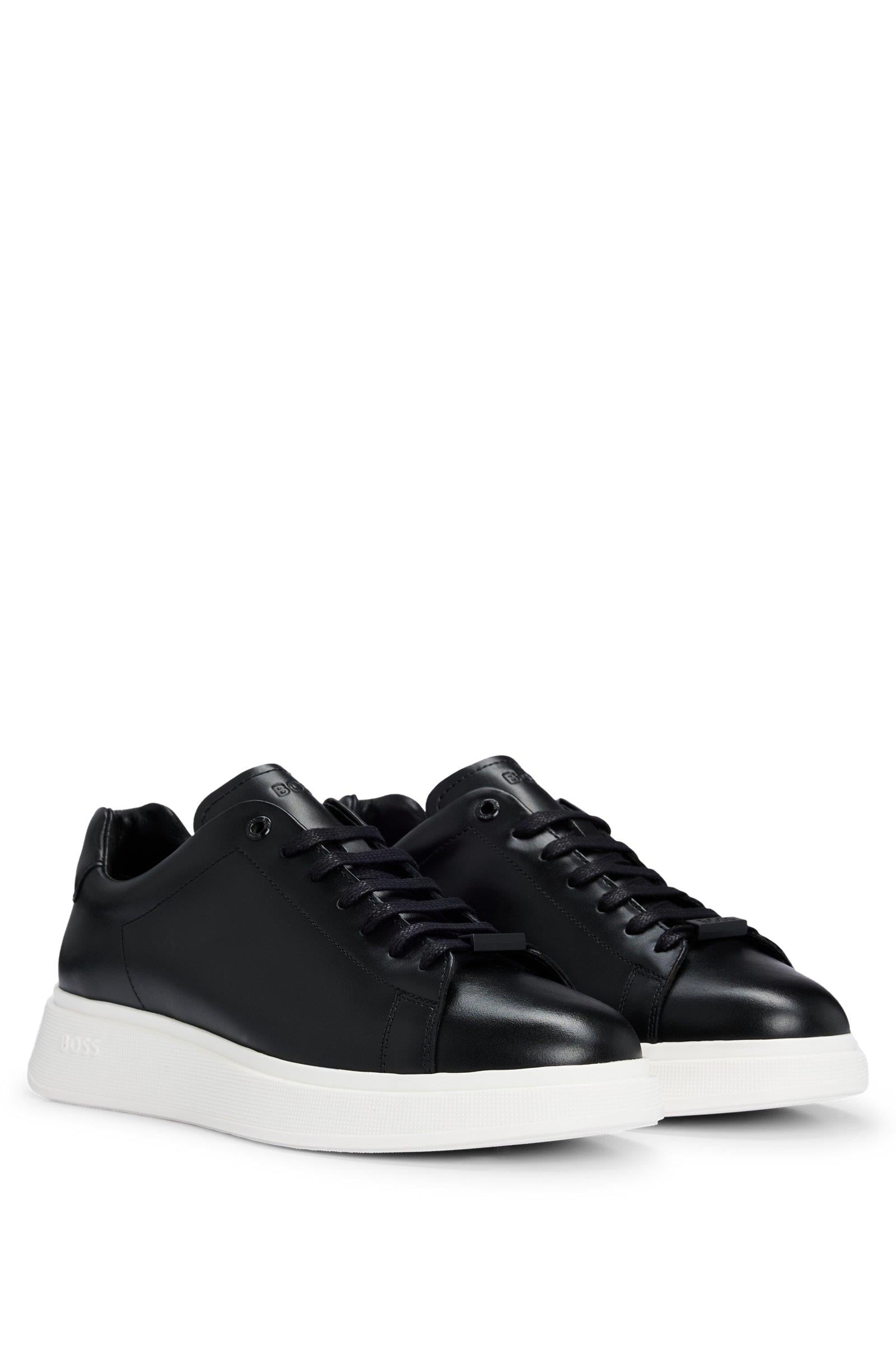 BOSS BOSS Erkek Marka Logolu Bağcıklı Kaydırmaz Tabanlı Günlük Siyah Sneaker 50497887-001