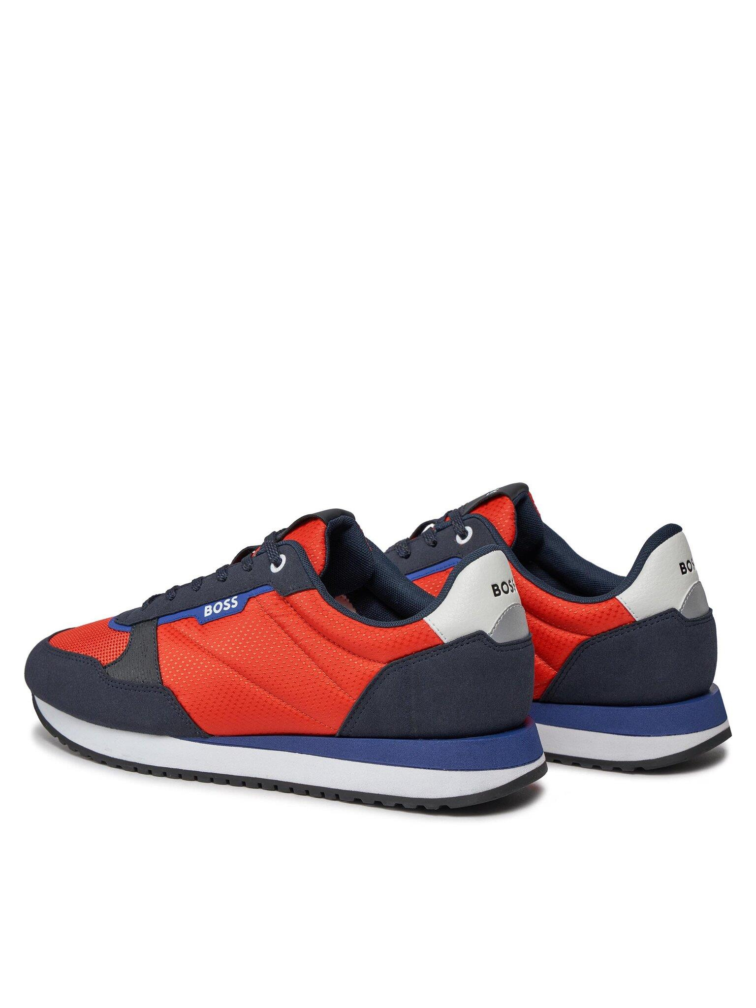 BOSS BOSS Erkek Marka Logolu Bağcıklı Kaydırmaz Tabanlı Günlük Kırmızı-Lacivert Sneaker 50503715-644