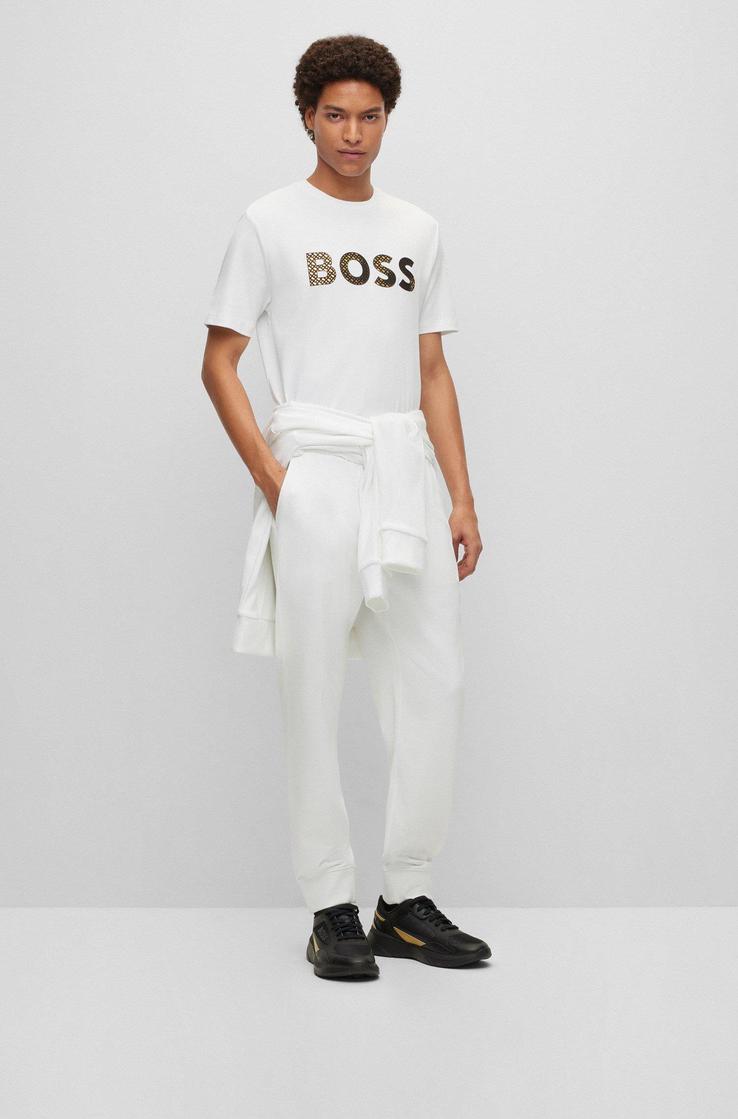 BOSS BOSS Erkek Marka Logolu Basic Bisiklet Yaka Kısa Kollu Beyaz T-Shirt 50481590-100