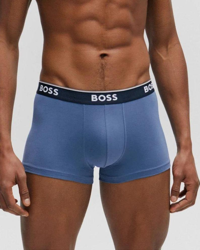 BOSS BOSS Erkek Marka Logolu Beli Lastikli Siyah-Mavi Boxer 50508985-987