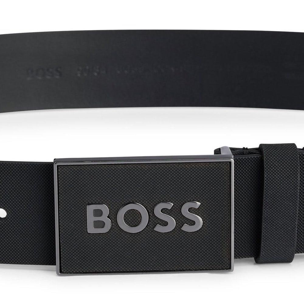 BOSS BOSS Erkek Marka Logolu Deri Günlük Kullanım Siyah1 Kemer 50471333-003