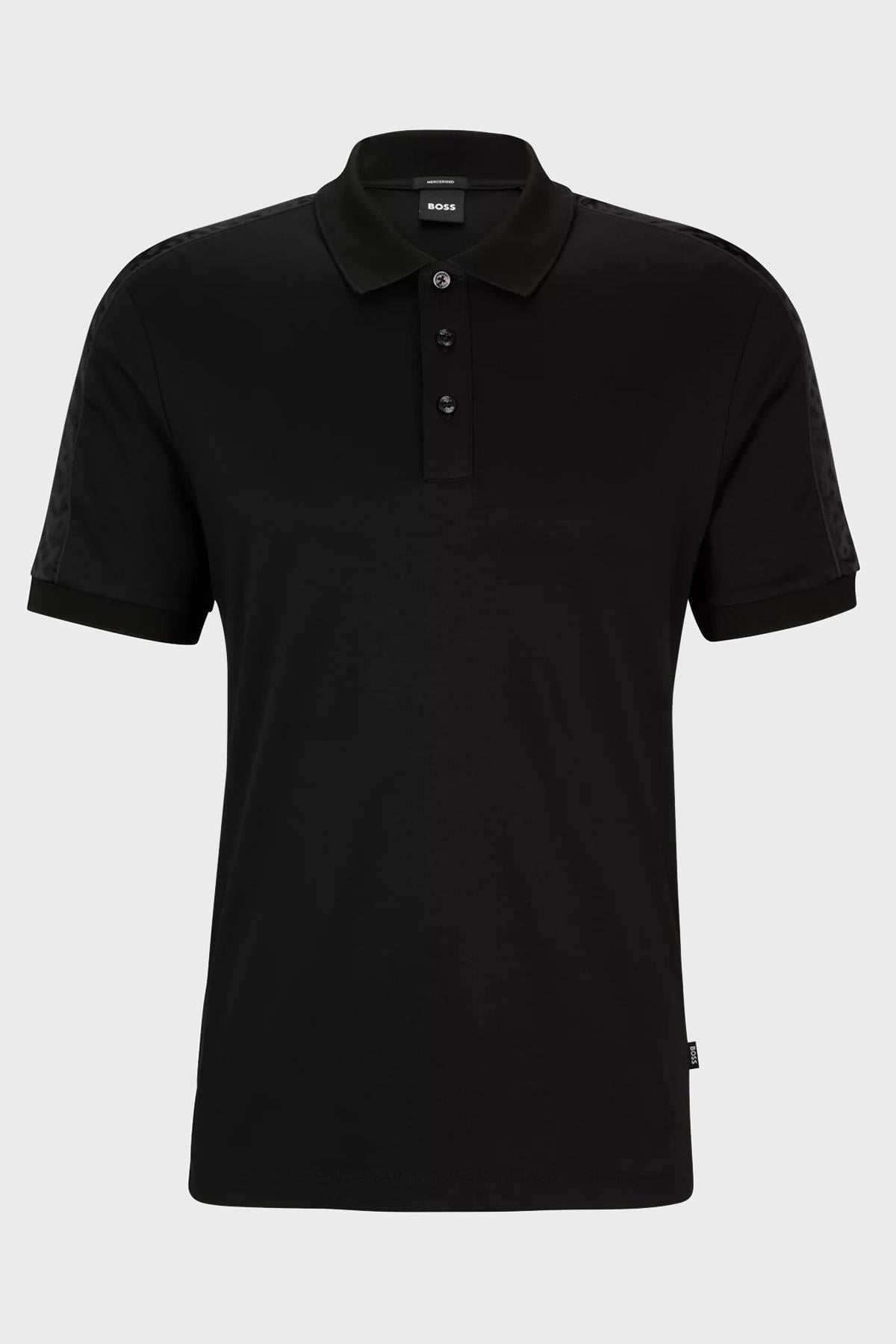 BOSS BOSS Erkek Marka Logolu Kısa Kollu Polo Yaka Slim Siyah Polo Yaka T-Shirt 50494073-001