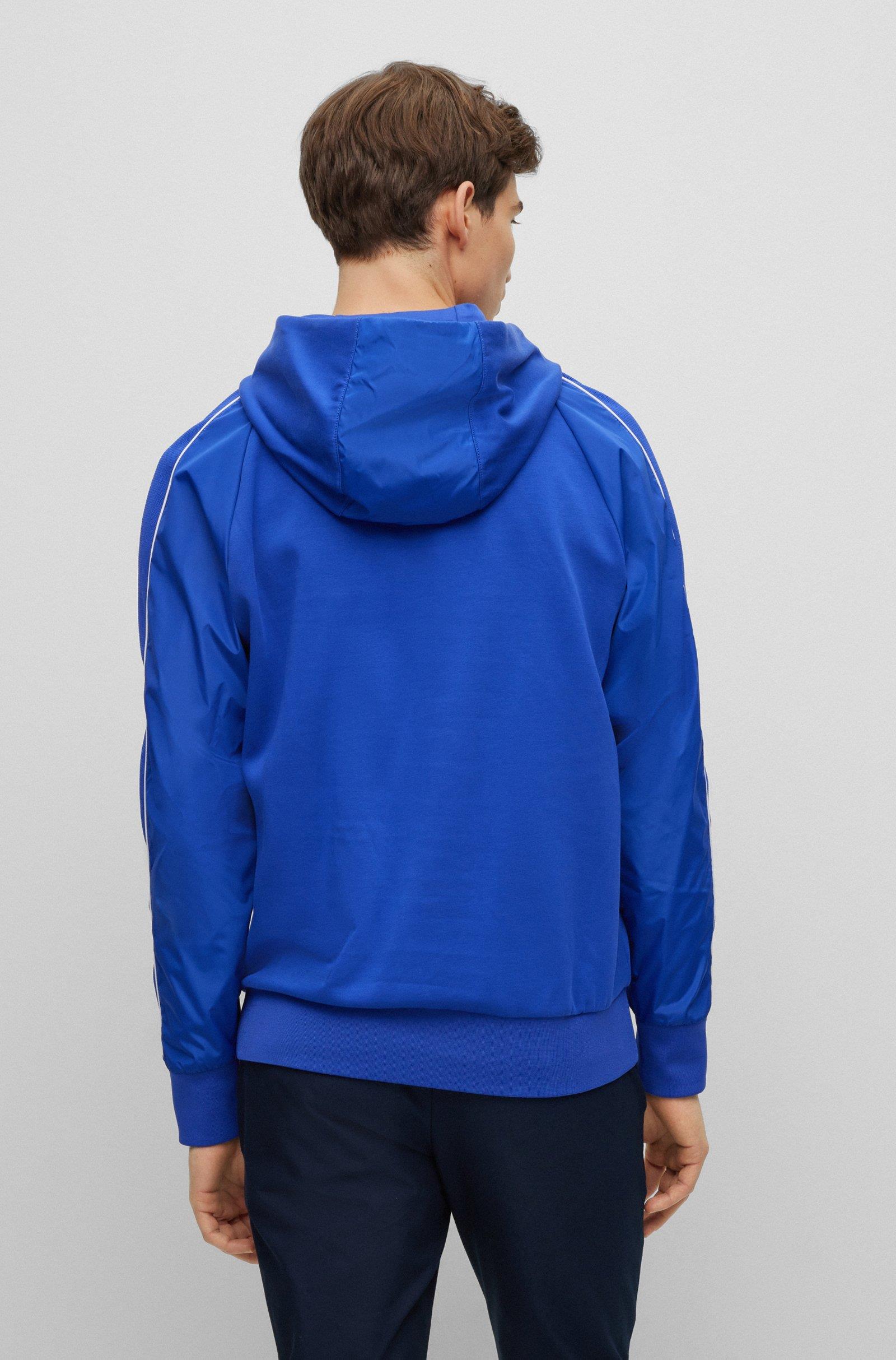 BOSS BOSS Erkek Marka Logolu Pamuklu Kapüşonlu Uzun Kollu Marka Mavi Sweatshirt 50486255-433