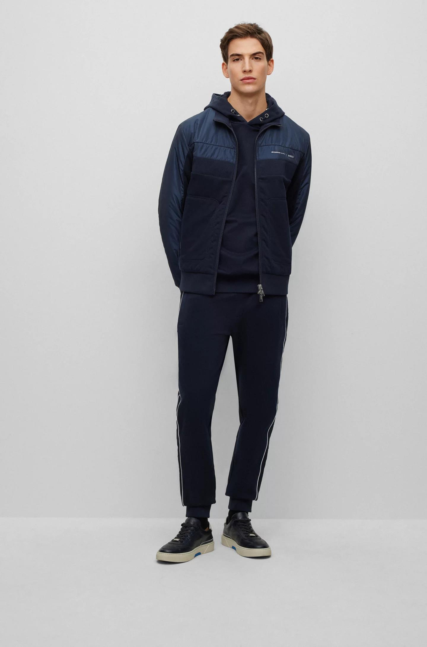 BOSS BOSS Erkek Marka Logolu Pamuklu Kapüşonlu Uzun Kollu Marka Lacivert Sweatshirt 50486255-404