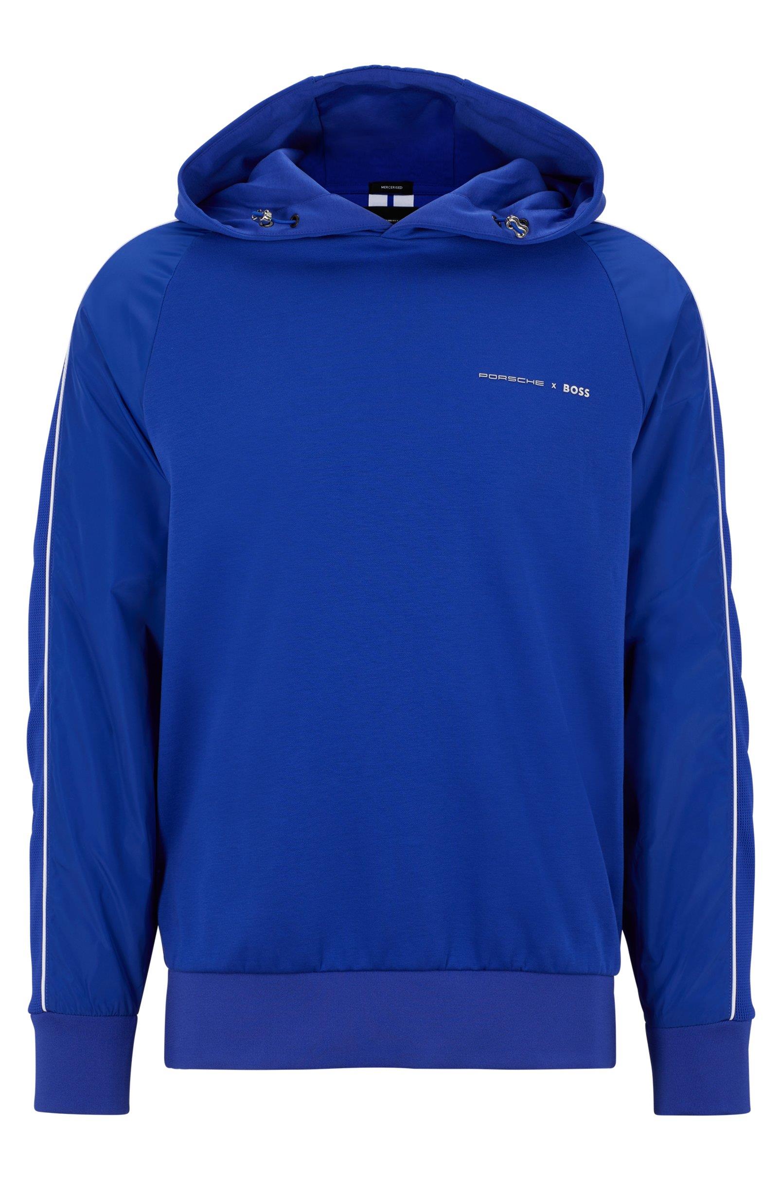 BOSS BOSS Erkek Marka Logolu Pamuklu Kapüşonlu Uzun Kollu Marka Mavi Sweatshirt 50486255-433