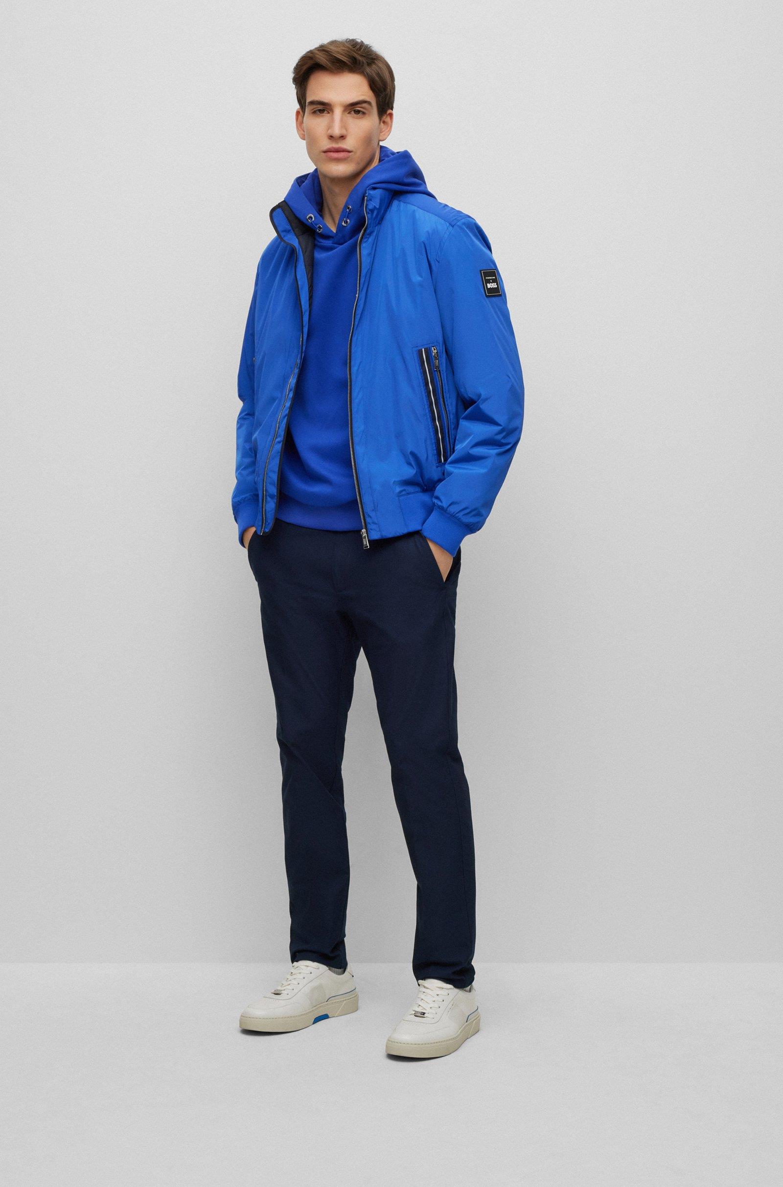 BOSS BOSS Erkek Marka Logolu Pamuklu Kapüşonlu Uzun Kollu Marka Mavi Sweatshirt 50486255-433