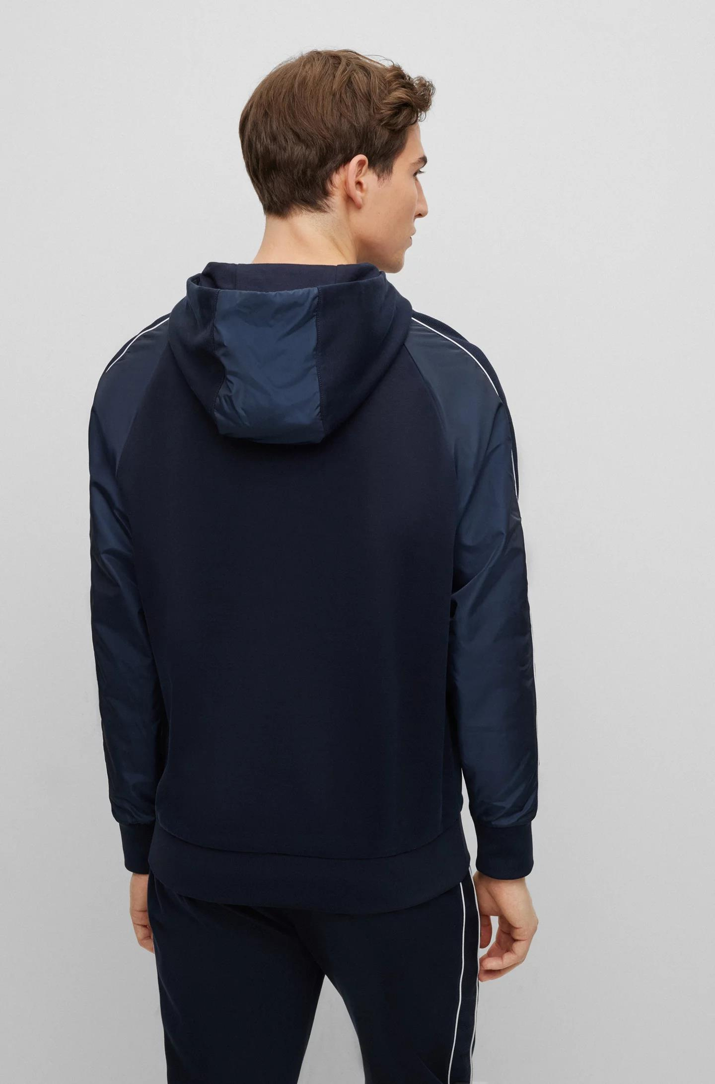 BOSS BOSS Erkek Marka Logolu Pamuklu Kapüşonlu Uzun Kollu Marka Lacivert Sweatshirt 50486255-404