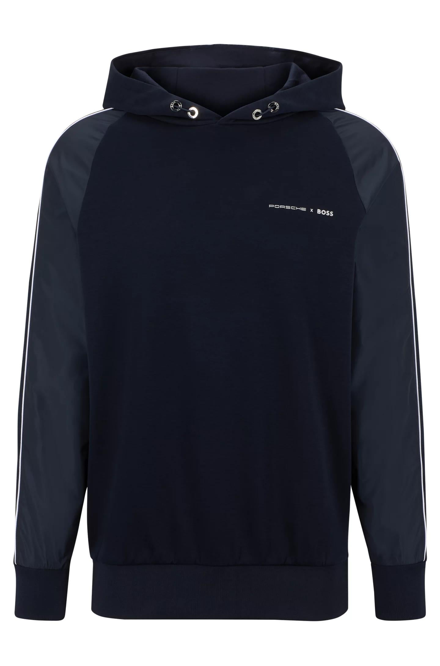 BOSS BOSS Erkek Marka Logolu Pamuklu Kapüşonlu Uzun Kollu Marka Lacivert Sweatshirt 50486255-404