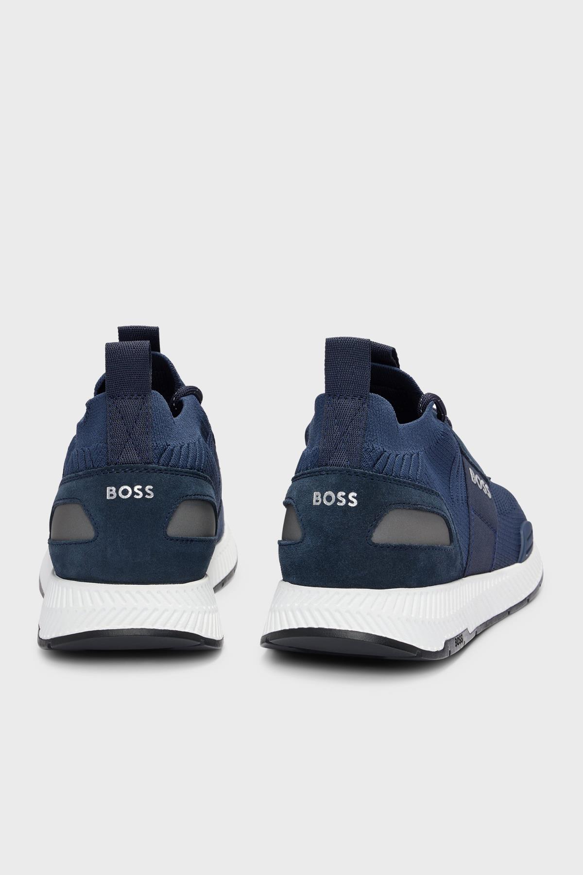BOSS BOSS Erkek Marka Logolu Rahat Taban Bağıcıklı Lacivert Ayakkabı 50498245-401