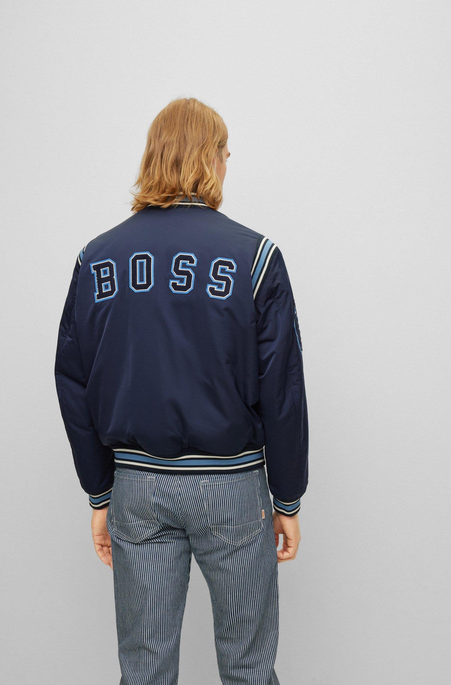 BOSS BOSS Erkek Marka Logolu Uzun Kollu Rahat Lacivert Ceket 50481099-404