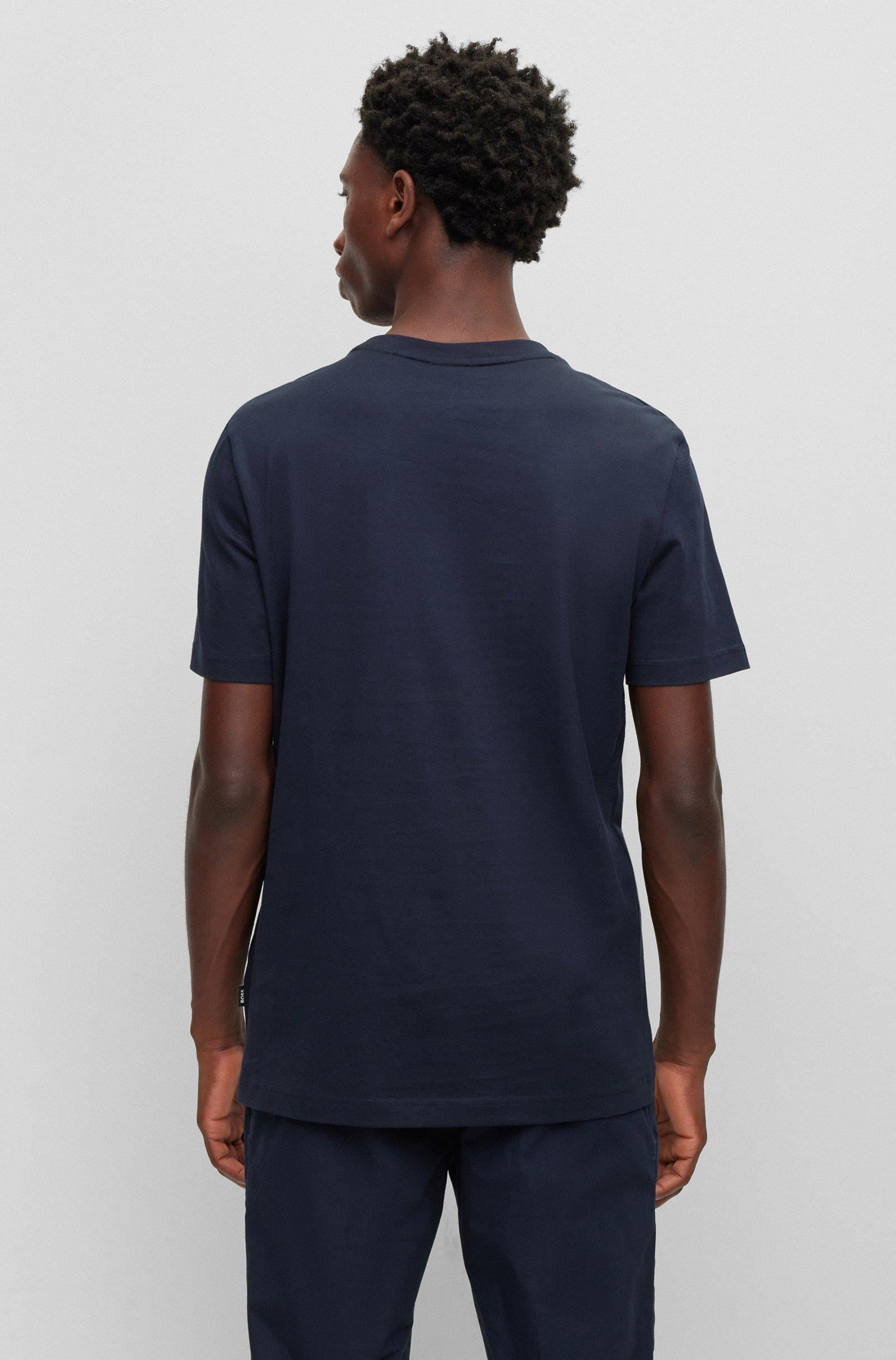 BOSS BOSS Erkek Marka Logolu Yavarlak Yakalı Pamuklu Günlük Kullanım Lacivert T-Shirt 50489581-404