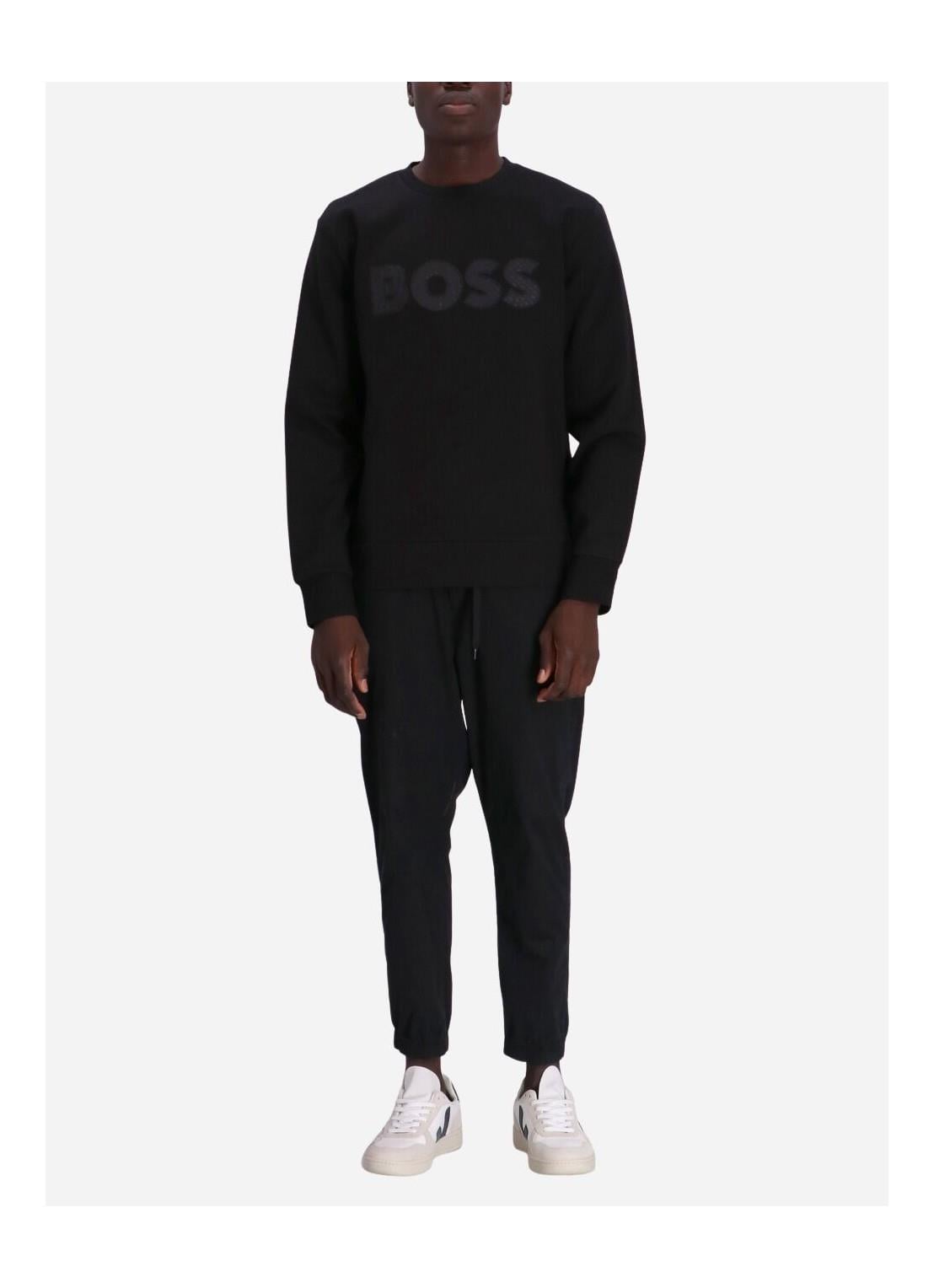 BOSS BOSS Erkek Marka Logolu Yuvarlak Yaka Uzun Kollu Siyah Sweatshirt 50494091-001