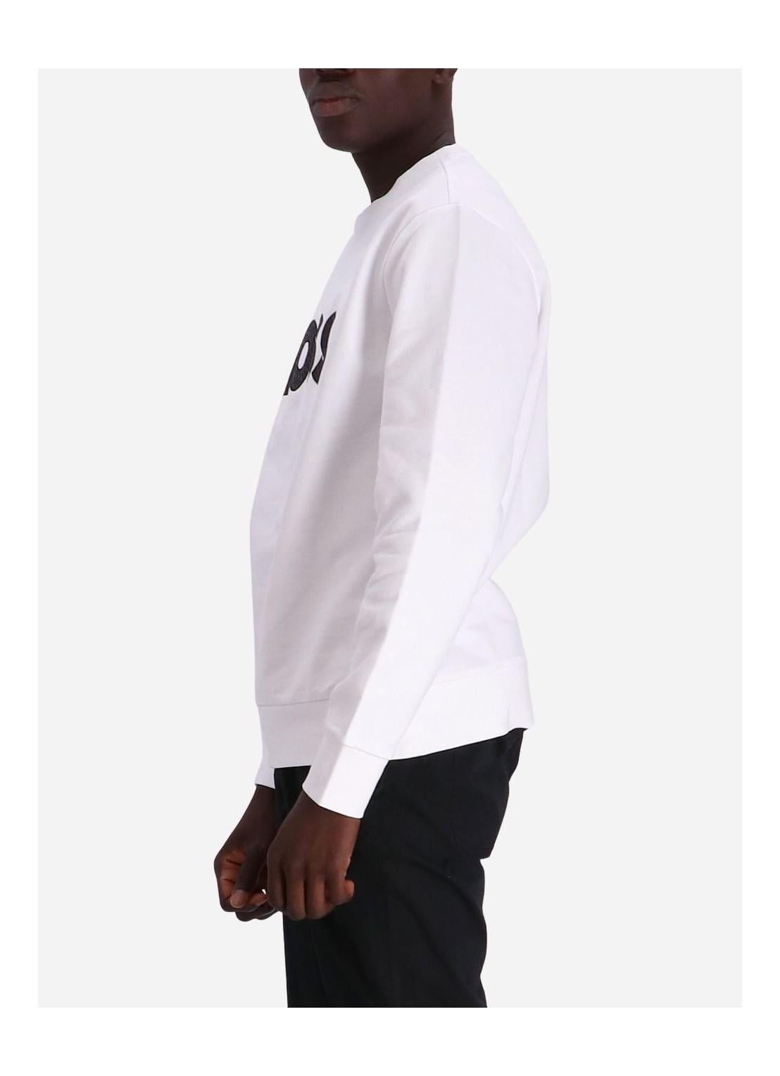 BOSS BOSS Erkek Marka Logolu Yuvarlak Yaka Uzun Kollu Beyaz Sweatshirt 50494091-100