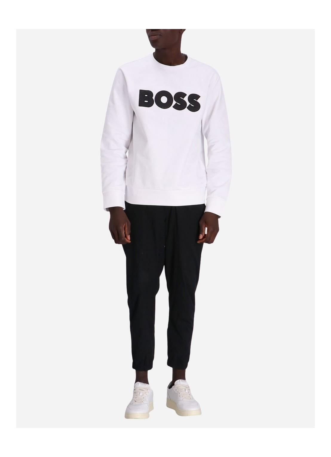 BOSS BOSS Erkek Marka Logolu Yuvarlak Yaka Uzun Kollu Beyaz Sweatshirt 50494091-100