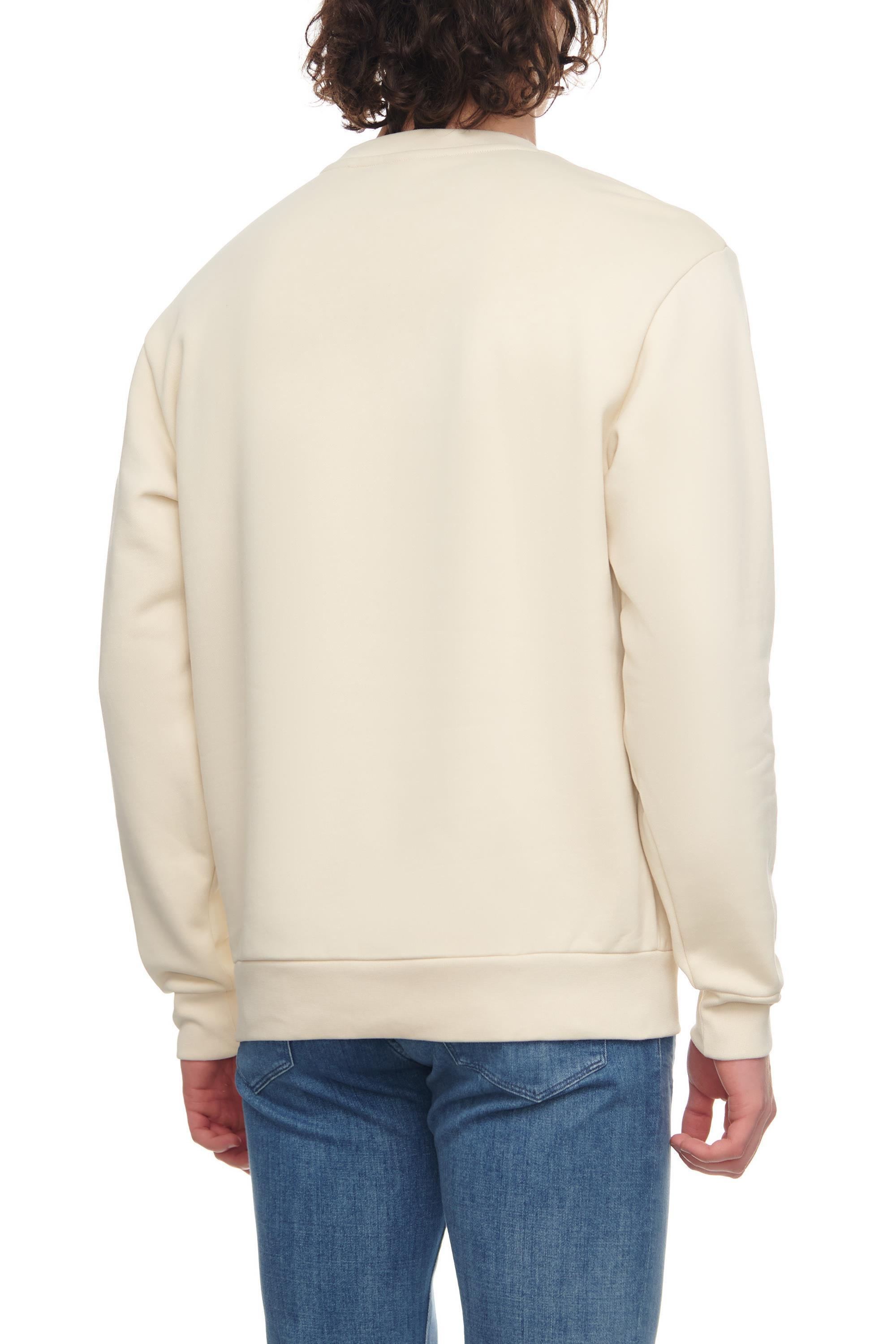 BOSS BOSS Erkek Marka Logolu Yuvarlak Yaka Uzun Kollu Ekru Sweatshirt 50481578-131