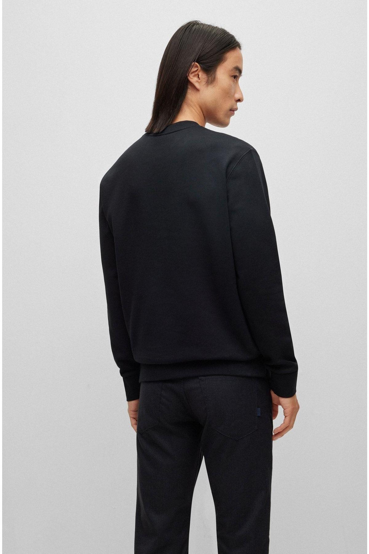 BOSS BOSS Erkek Marka Logolu Yuvarlak Yaka Uzun Kollu Siyah Sweatshirt 50489600-001