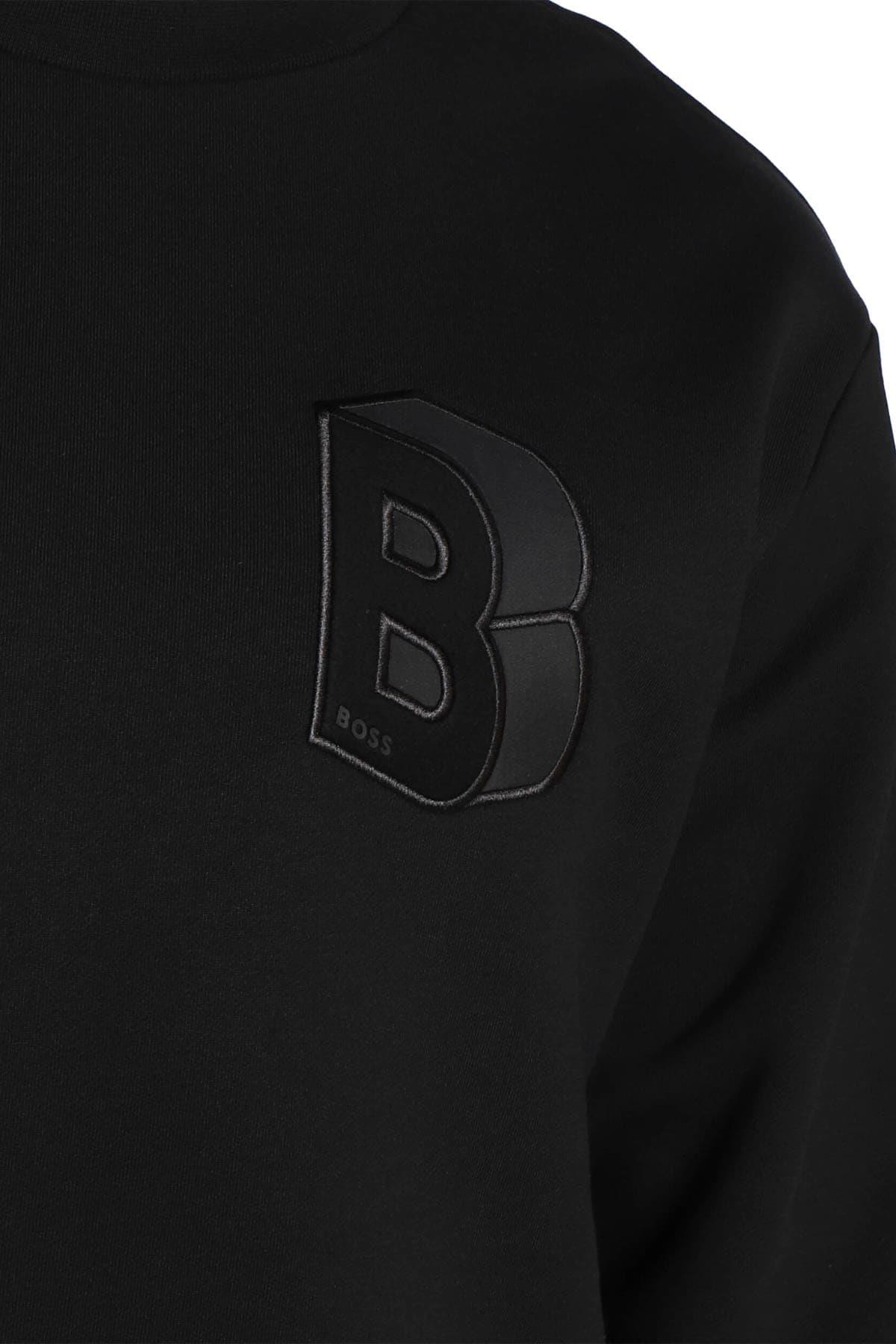 BOSS BOSS Erkek Marka Logolu Yuvarlak Yaka Uzun Kollu Siyah Sweatshirt 50481578-001