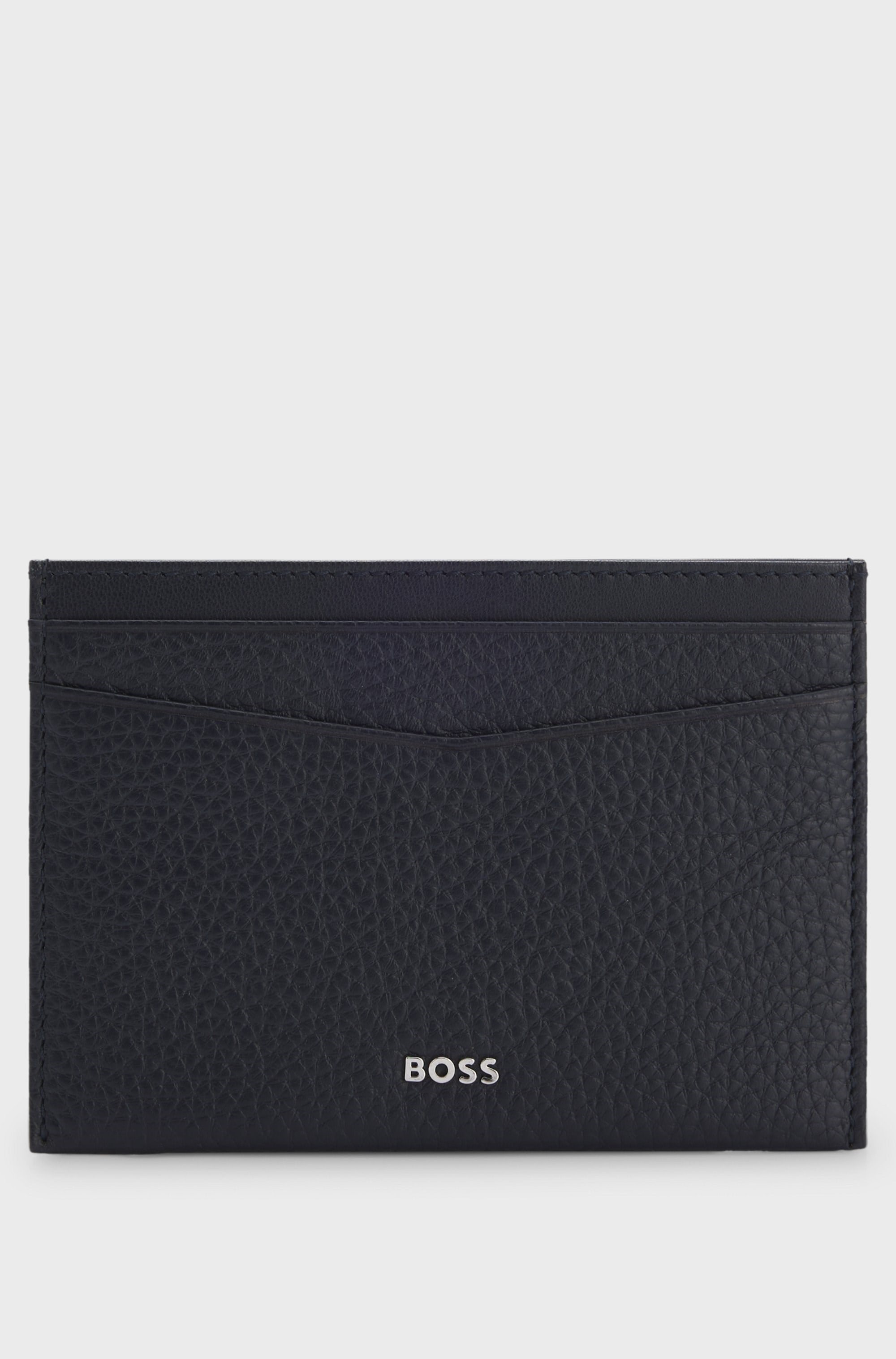 BOSS  BOSS Erkek Metalik Logo Detaylı Kabartmalı Hakiki Deri Yüzeyli Lacivert Kartlık 50548806-410