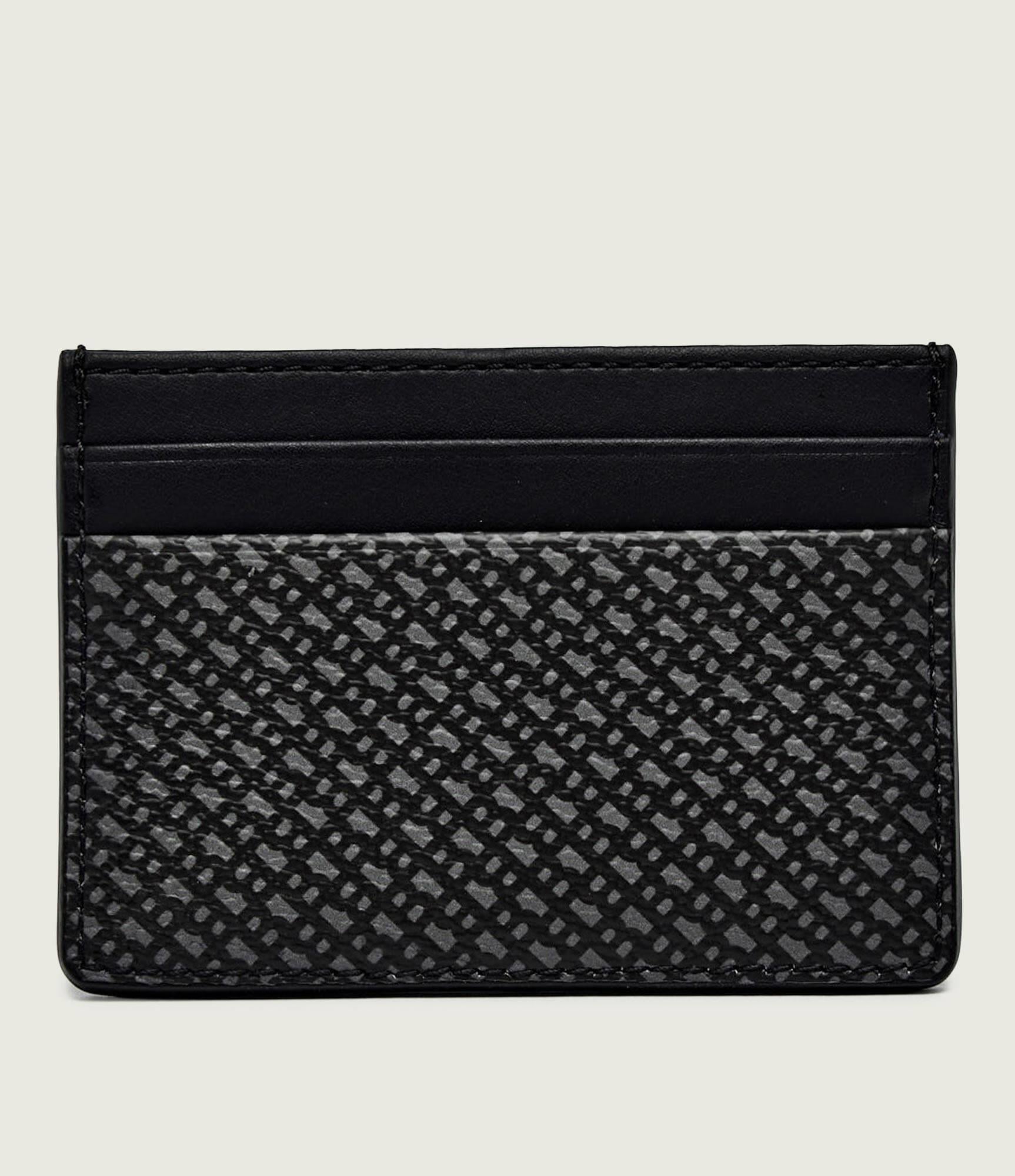 BOSS  BOSS Erkek Monogram Logo Desenli Deri Siyah Kartlık 50558498-001