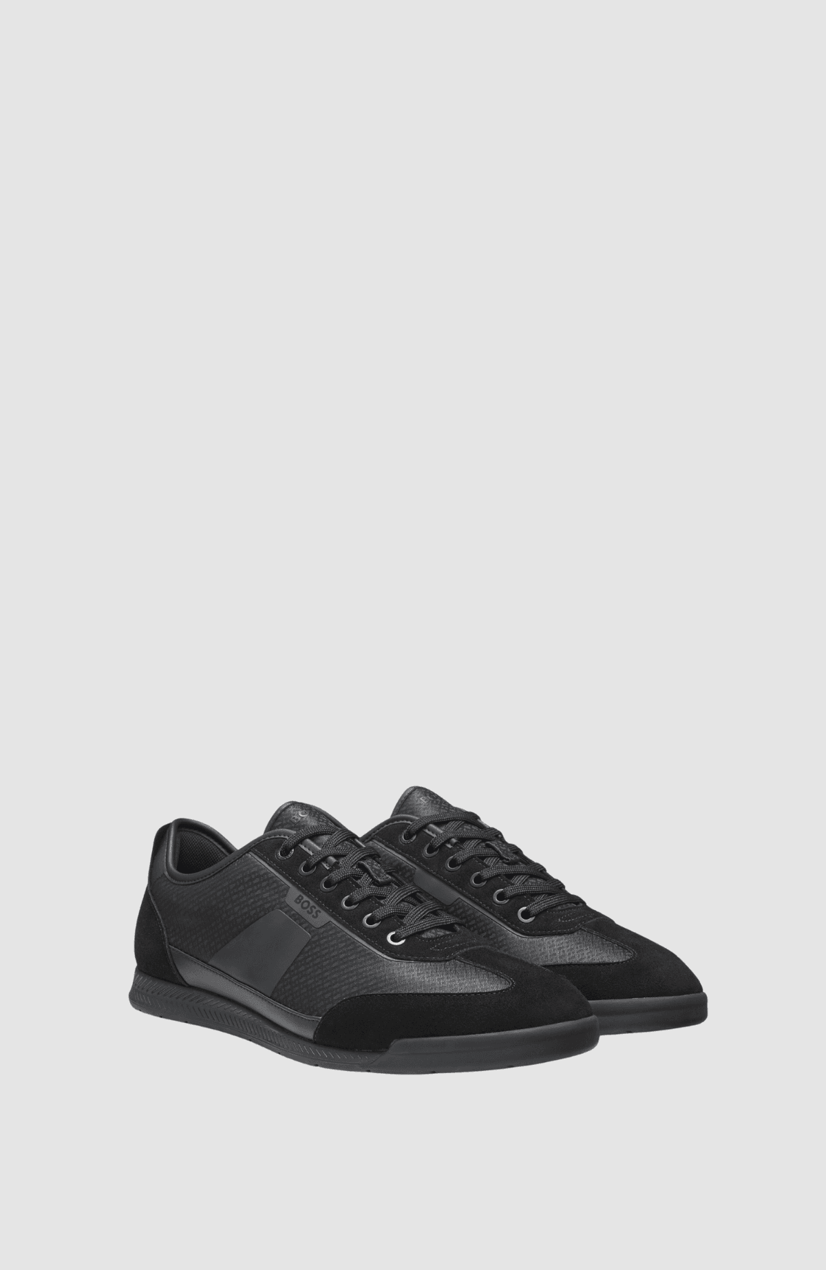 BOSS  BOSS Erkek Monogram Logo Desenli Düşük Bilekli Rahat Taban Siyah Sneaker 50557877-005
