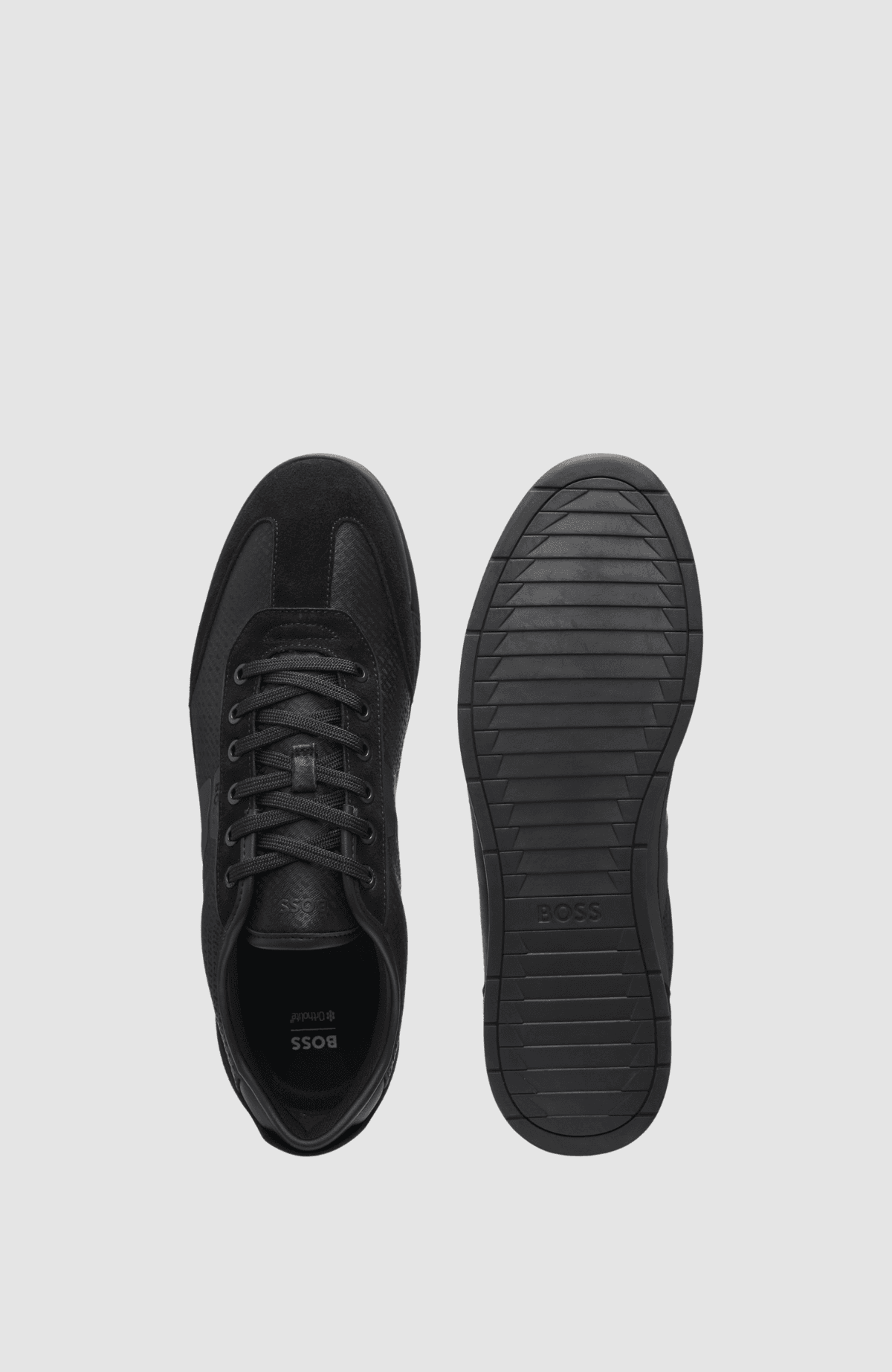 BOSS  BOSS Erkek Monogram Logo Desenli Düşük Bilekli Rahat Taban Siyah Sneaker 50557877-005