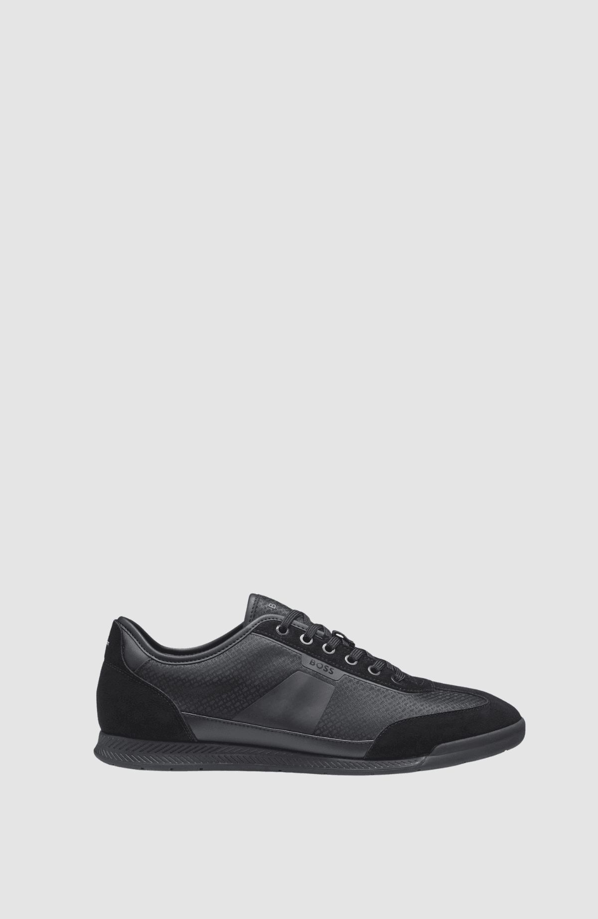 BOSS  BOSS Erkek Monogram Logo Desenli Düşük Bilekli Rahat Taban Siyah Sneaker 50557877-005