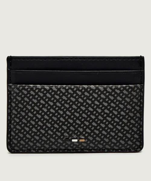 BOSS  BOSS Erkek Monogram Logo Desenli Deri Siyah Kartlık 50558498-001