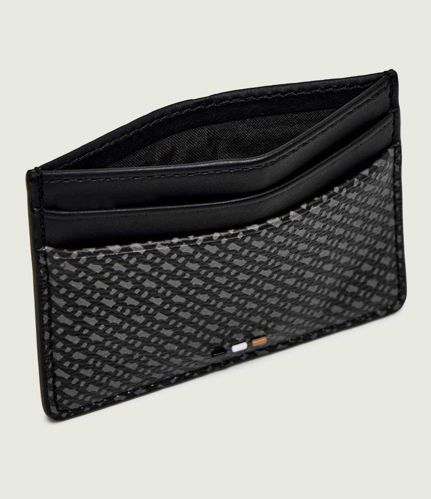 BOSS  BOSS Erkek Monogram Logo Desenli Deri Siyah Kartlık 50558498-001