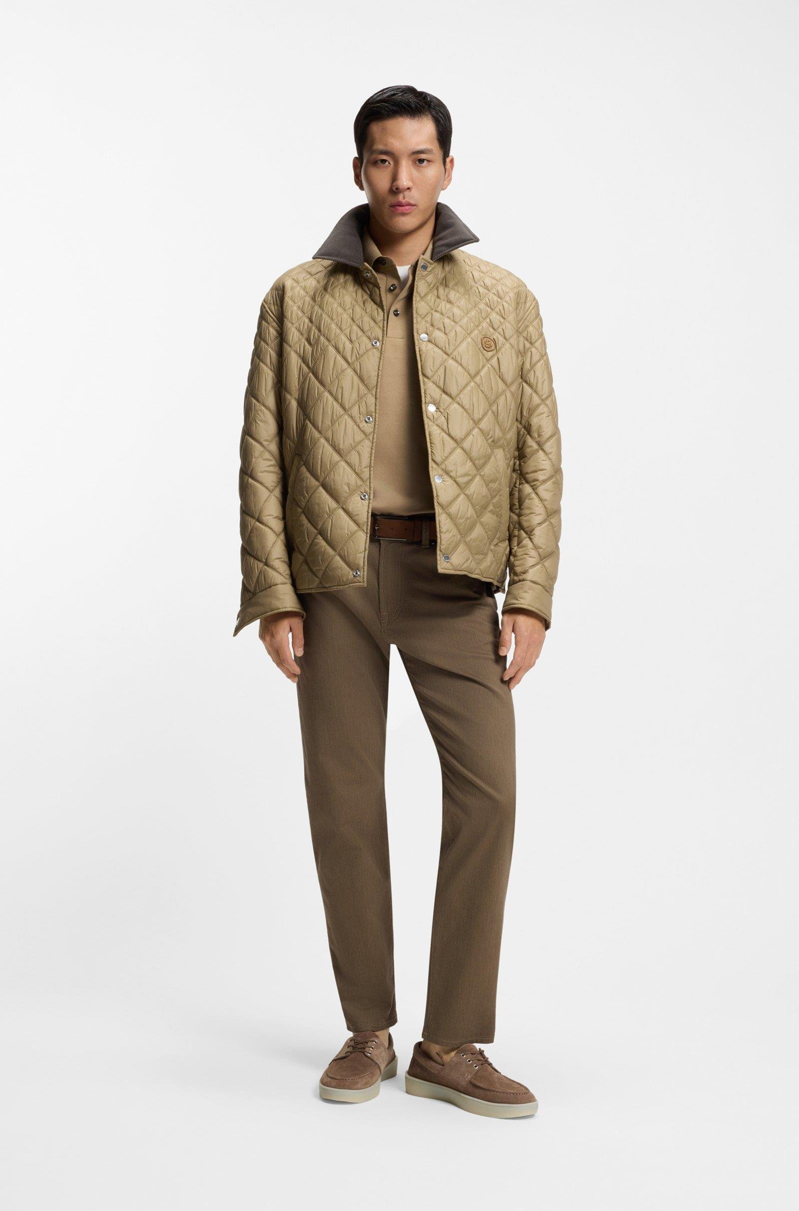 BOSS  BOSS Erkek Monogram Logo Kabartmalı Normal Kalıp Yumuşak Pamuklu Kısa Kollu Bej Polo Yaka T-Shirt 50555829-252