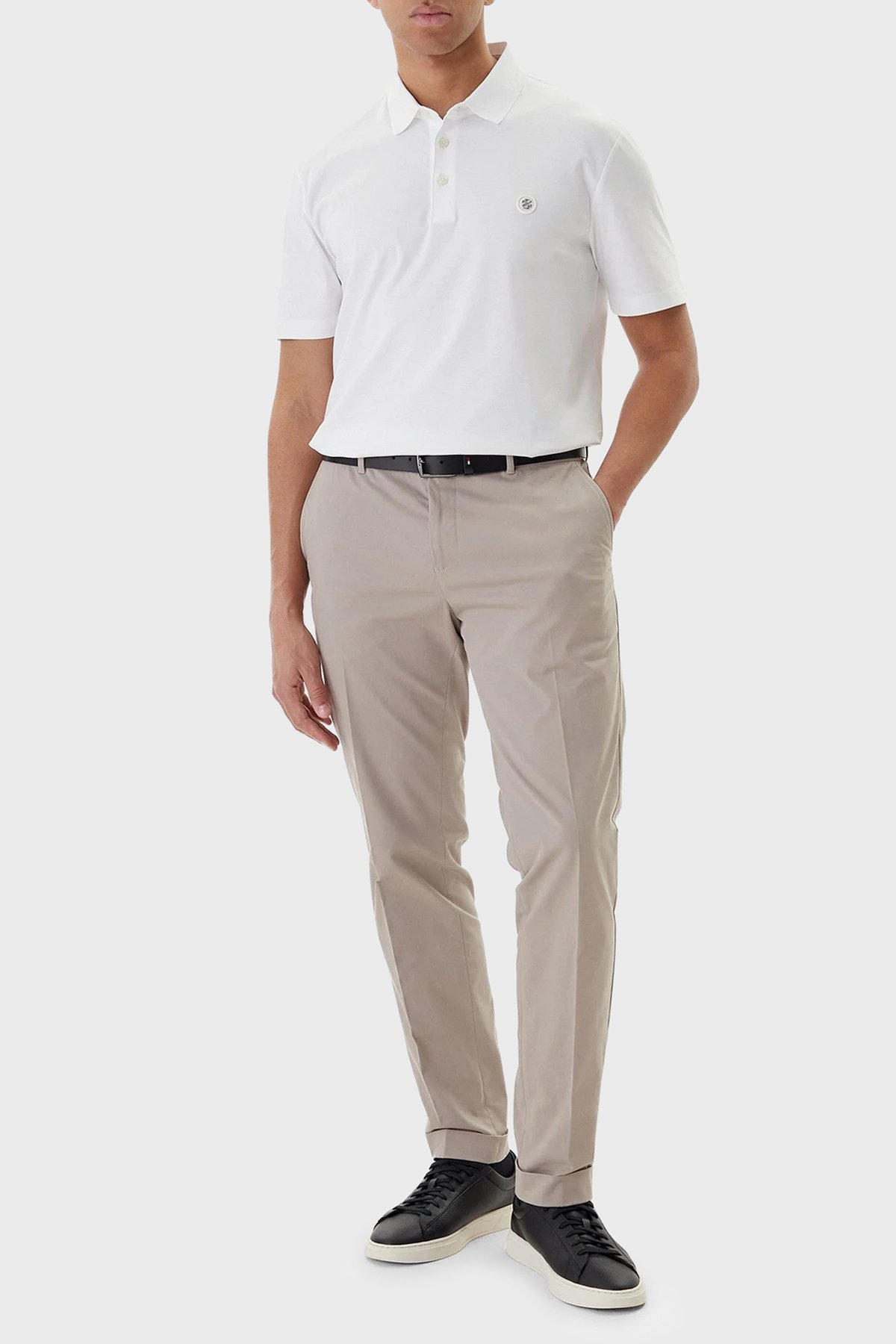 BOSS  BOSS Erkek Monogram Logo Kabartmalı Normal Kalıp Yumuşak Pamuklu Kısa Kollu Beyaz Polo Yaka T-Shirt 50555829-100