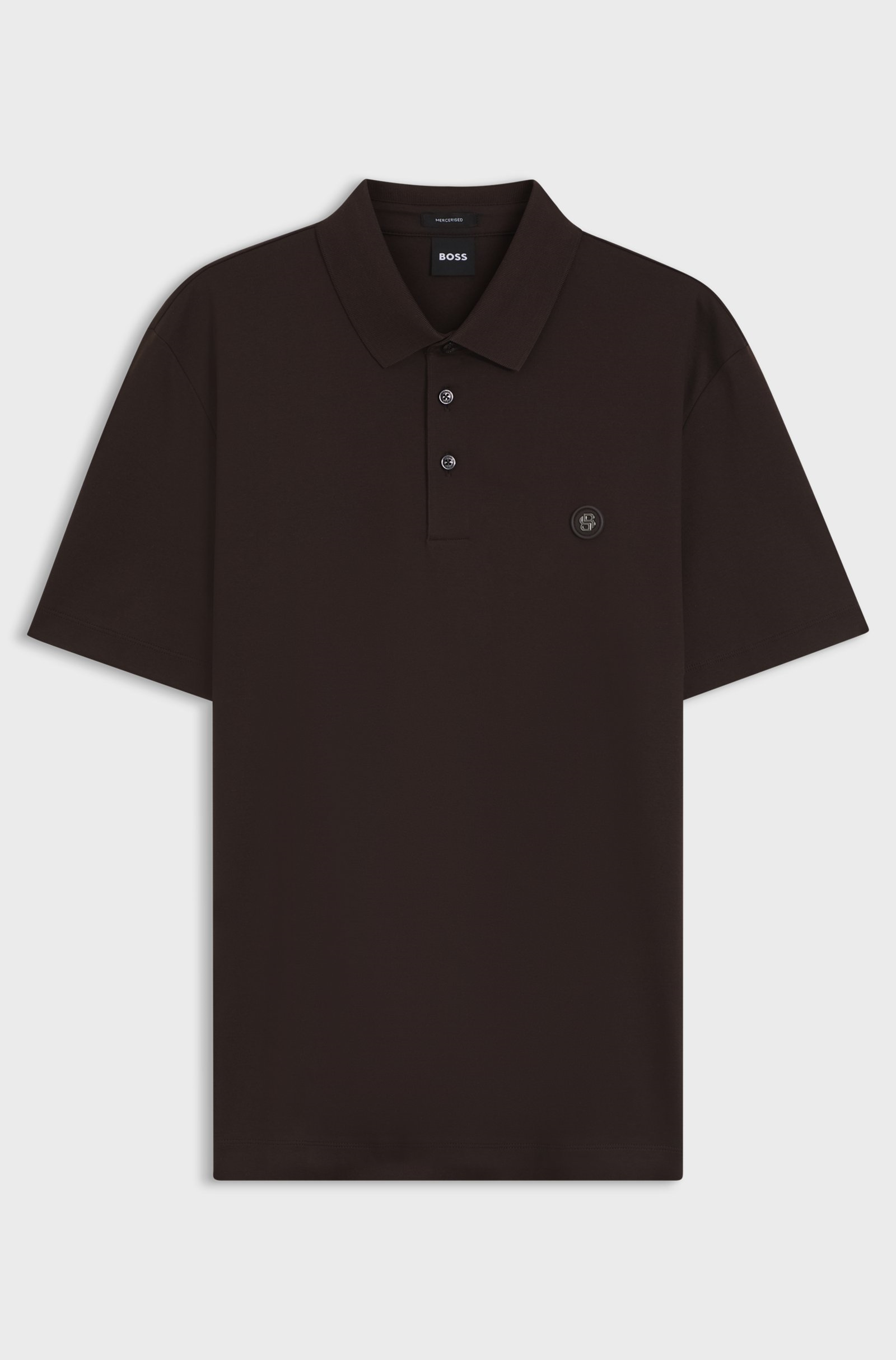 BOSS  BOSS Erkek Monogram Logo Kabartmalı Normal Kalıp Yumuşak Pamuklu Kısa Kollu Kahverengi Polo Yaka T-Shirt 50555829-207