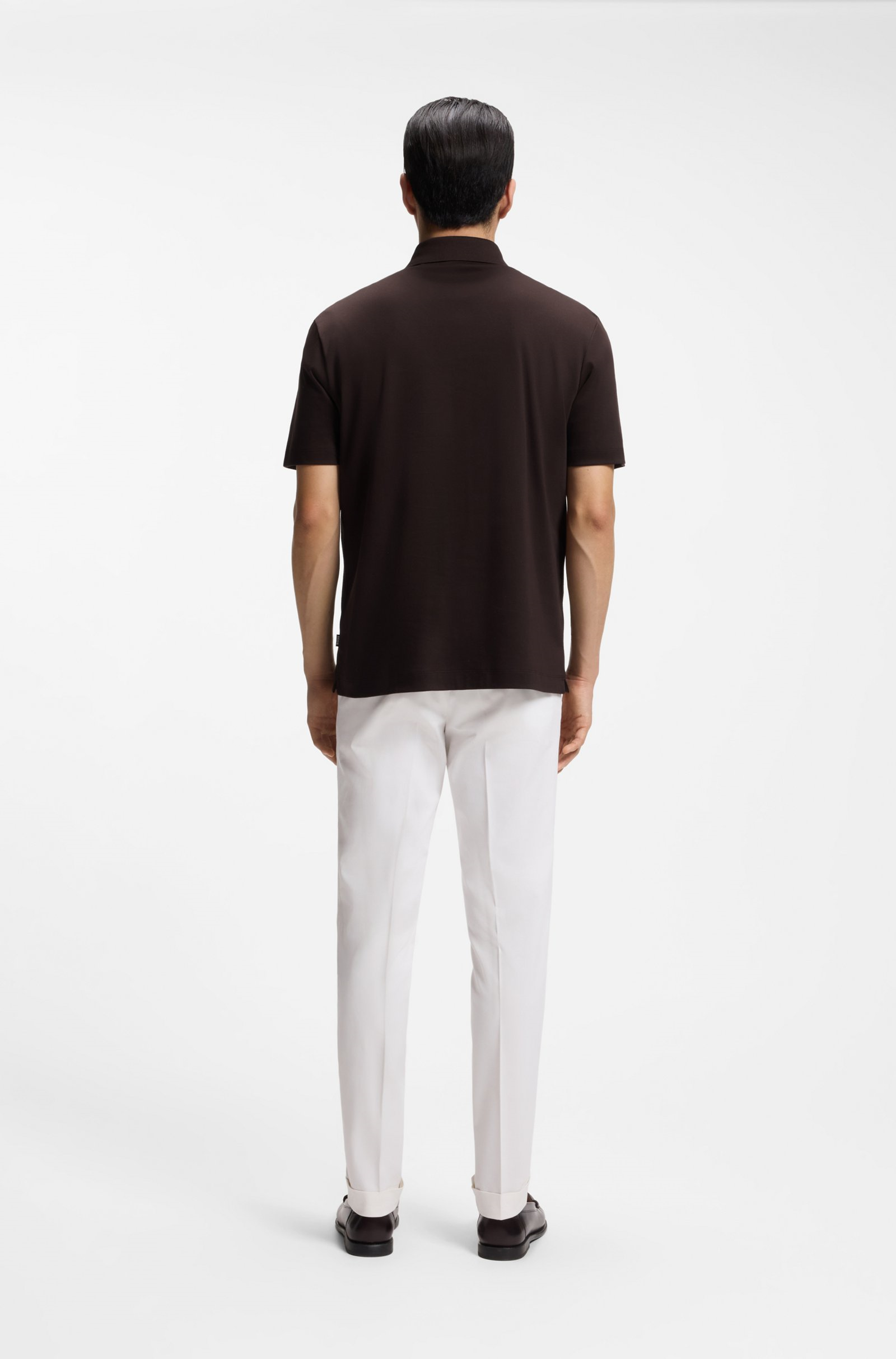 BOSS  BOSS Erkek Monogram Logo Kabartmalı Normal Kalıp Yumuşak Pamuklu Kısa Kollu Kahverengi Polo Yaka T-Shirt 50555829-207