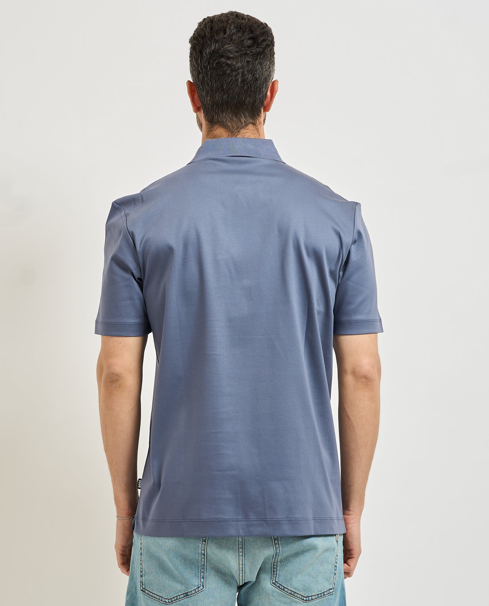 BOSS  BOSS Erkek Monogram Logo Kabartmalı Normal Kalıp Yumuşak Pamuklu Kısa Kollu Mavi2 Polo Yaka T-Shirt 50555829-466
