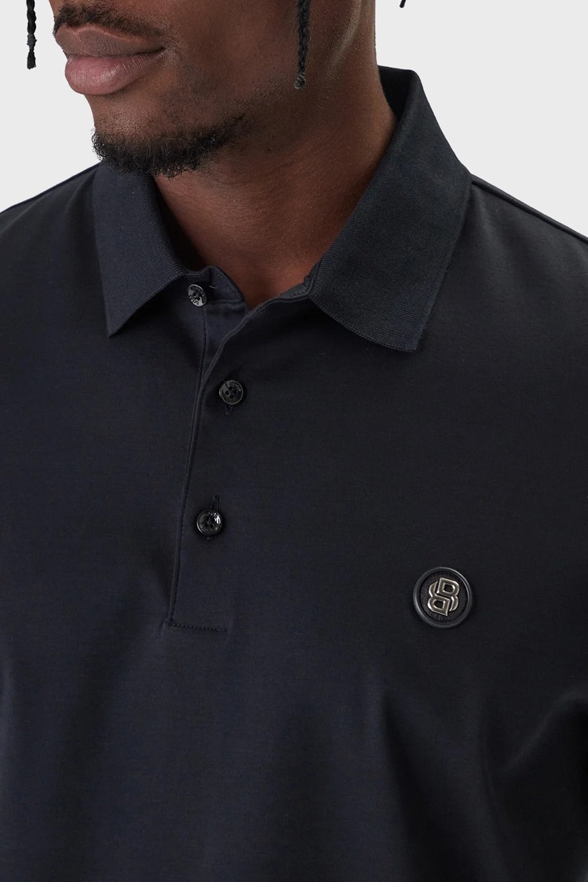 BOSS  BOSS Erkek Monogram Logo Kabartmalı Normal Kalıp Yumuşak Pamuklu Kısa Kollu Lacivert Polo Yaka T-Shirt 50555829-404