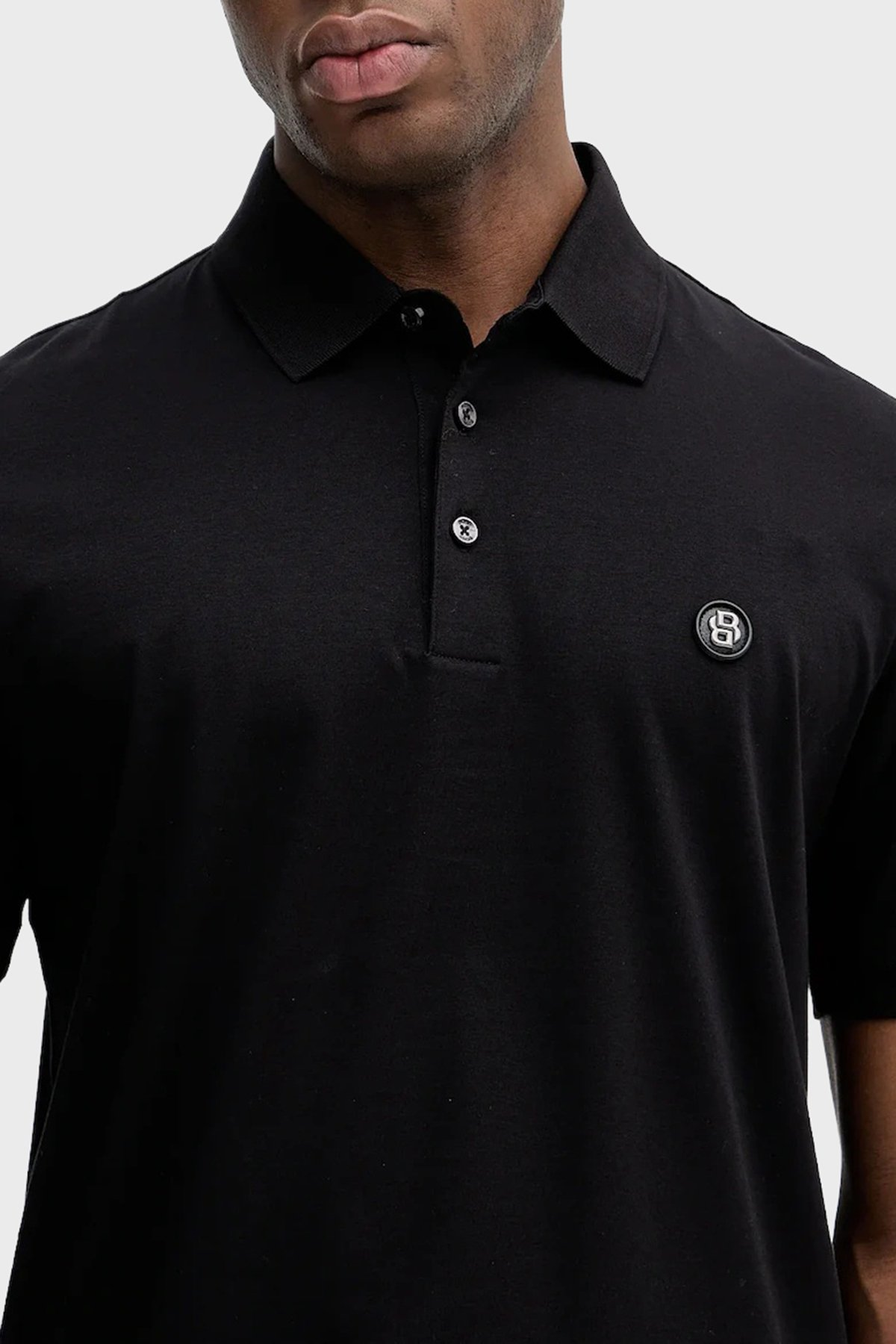 BOSS  BOSS Erkek Monogram Logo Kabartmalı Normal Kalıp Yumuşak Pamuklu Kısa Kollu Siyah Polo Yaka T-Shirt 50555829-001