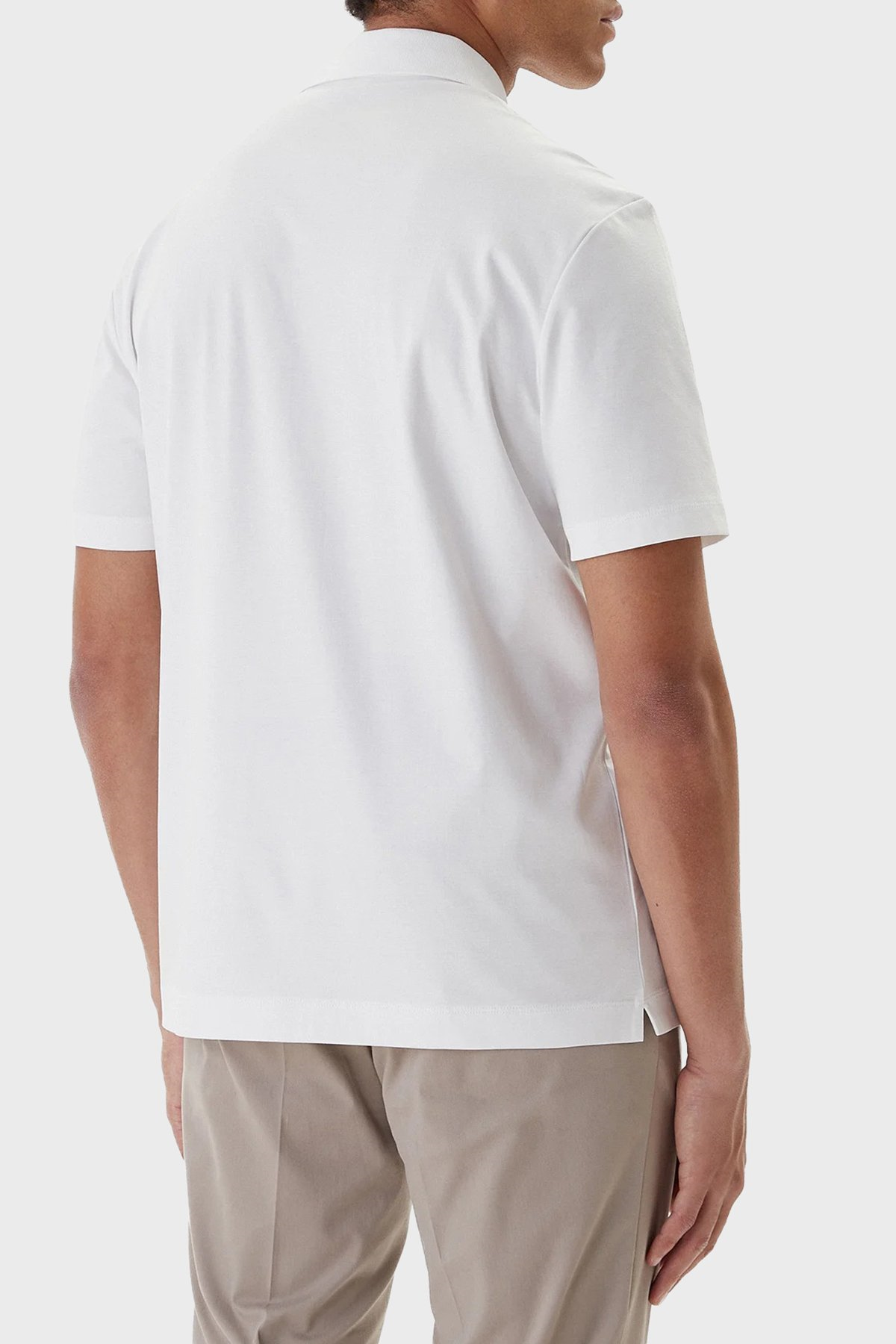 BOSS  BOSS Erkek Monogram Logo Kabartmalı Normal Kalıp Yumuşak Pamuklu Kısa Kollu Beyaz Polo Yaka T-Shirt 50555829-100