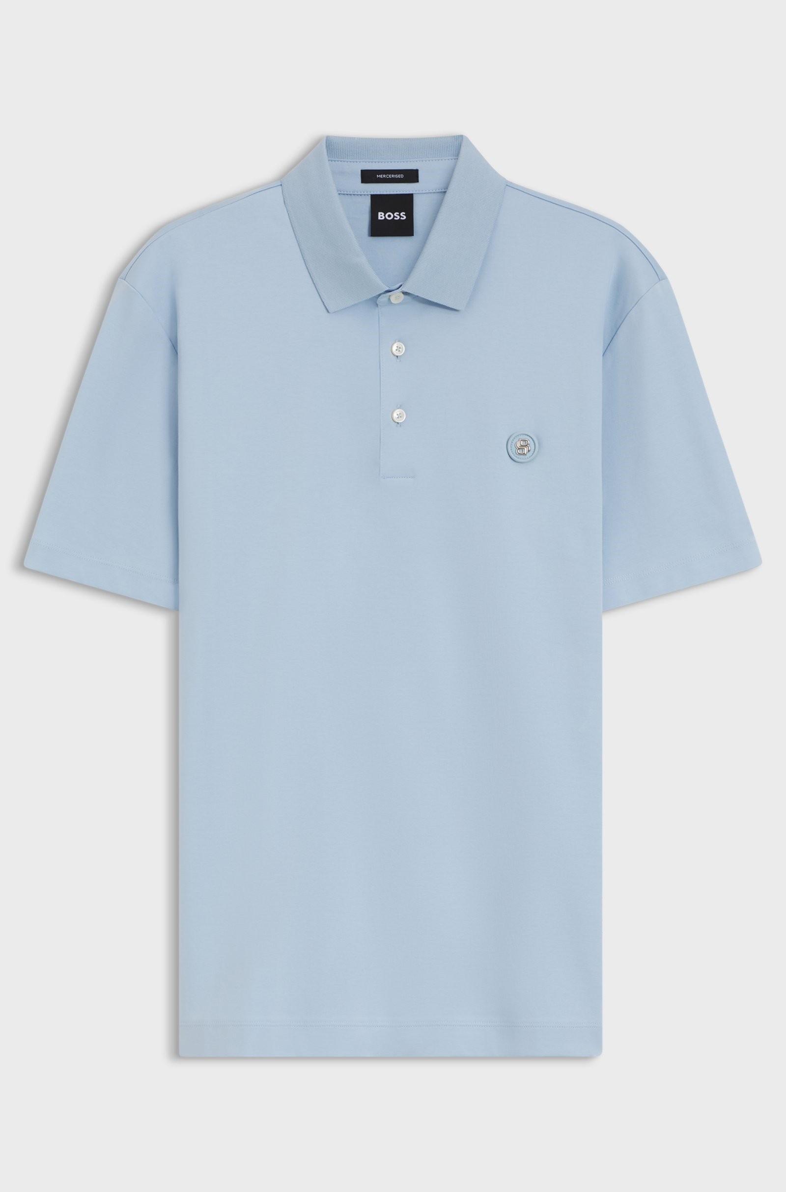 BOSS  BOSS Erkek Monogram Logo Kabartmalı Normal Kalıp Yumuşak Pamuklu Kısa Kollu Mavi Polo Yaka T-Shirt 50555829-450