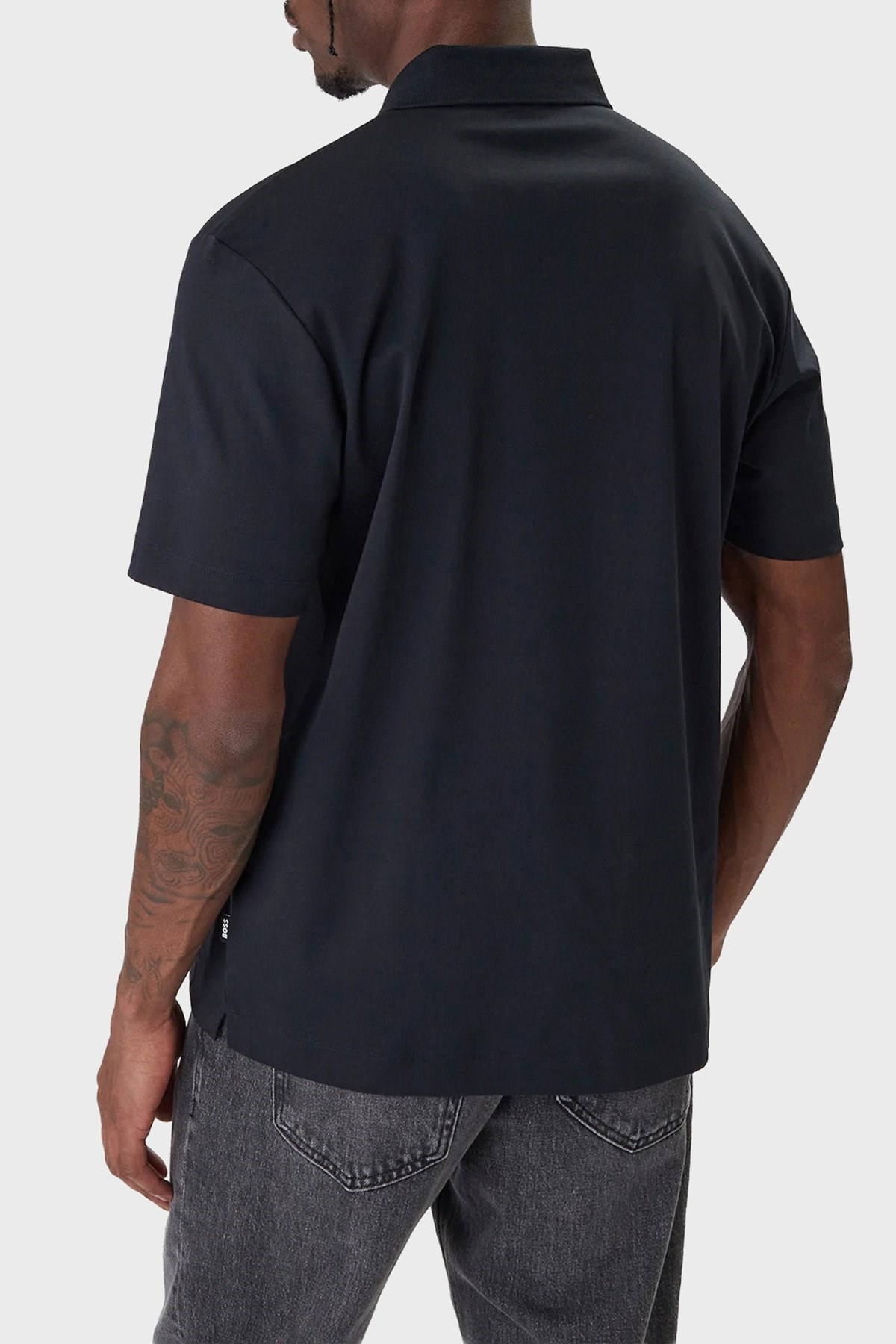 BOSS  BOSS Erkek Monogram Logo Kabartmalı Normal Kalıp Yumuşak Pamuklu Kısa Kollu Lacivert Polo Yaka T-Shirt 50555829-404