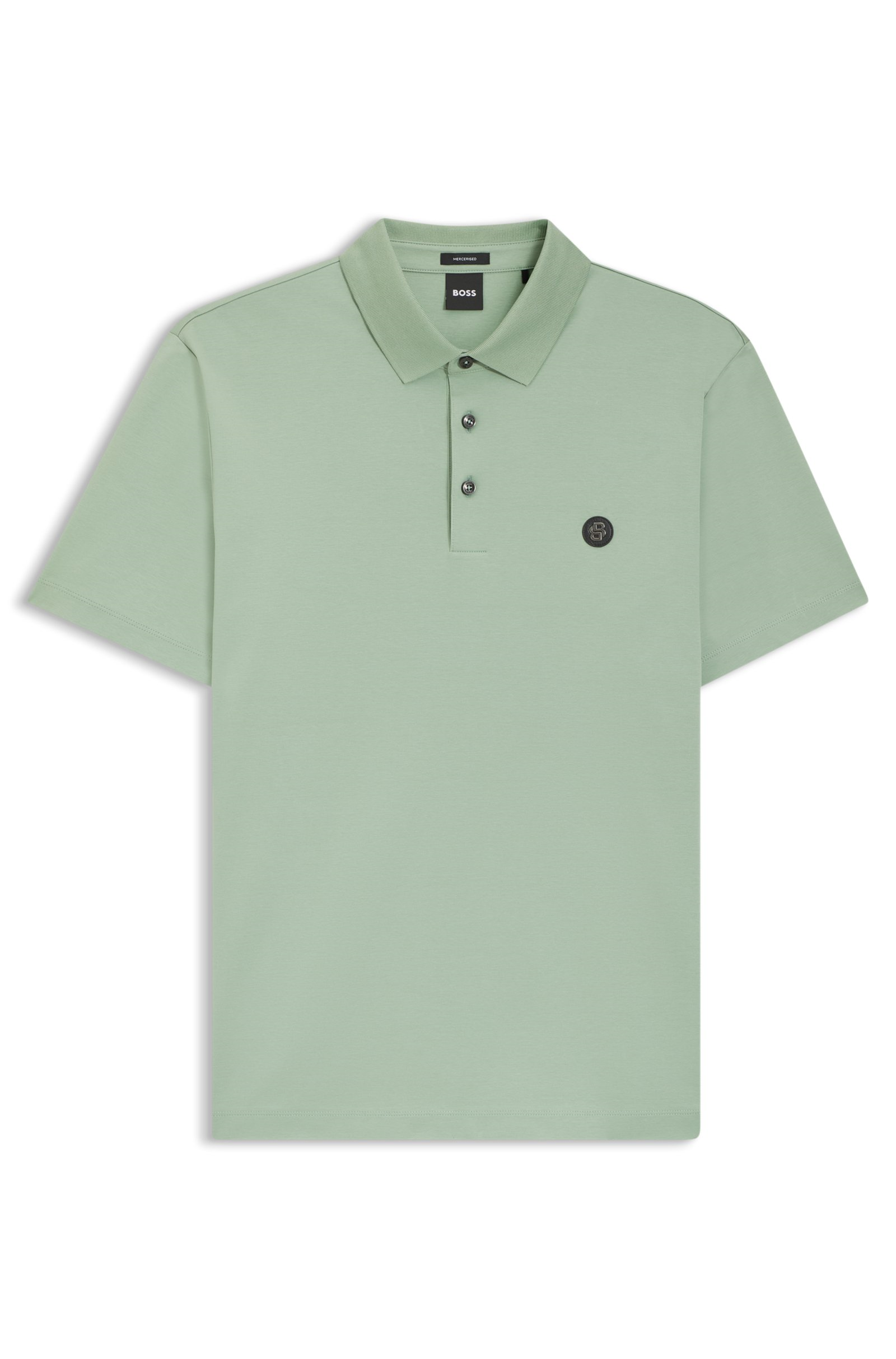 BOSS  BOSS Erkek Monogram Logo Kabartmalı Normal Kalıp Yumuşak Pamuklu Kısa Kollu Açık Yeşil Polo Yaka T-Shirt 50555829-373