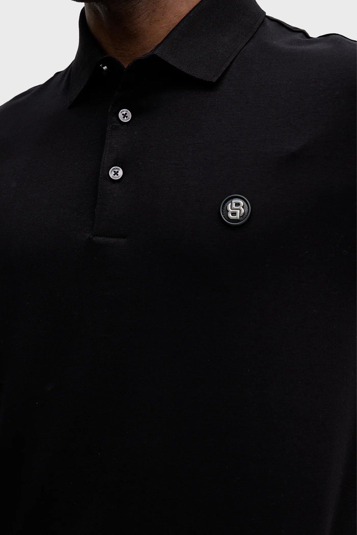 BOSS  BOSS Erkek Monogram Logo Kabartmalı Normal Kalıp Yumuşak Pamuklu Kısa Kollu Siyah Polo Yaka T-Shirt 50555829-001