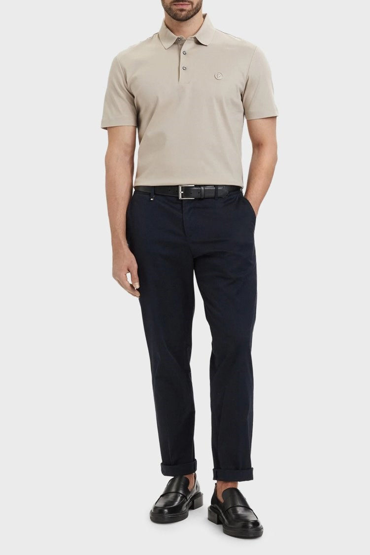 BOSS  BOSS Erkek Monogram Logo Kabartmalı Normal Kalıp Yumuşak Pamuklu Kısa Kollu Bej Polo Yaka T-Shirt 50555829-286