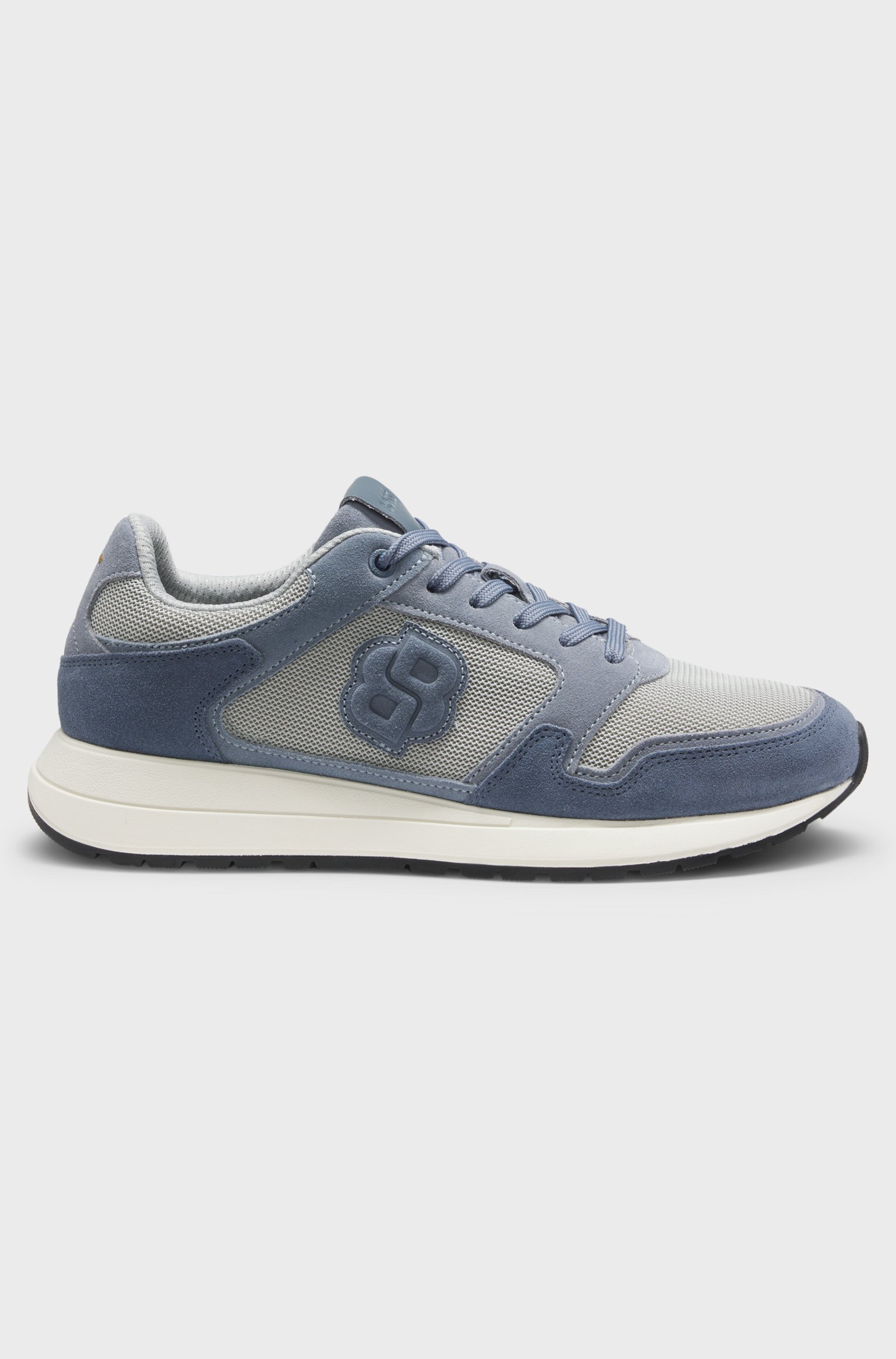 BOSS  BOSS Erkek Monogram Logolu Nefes Alabilen Tasarımlı Deri Mavi Sneaker 50554612-460