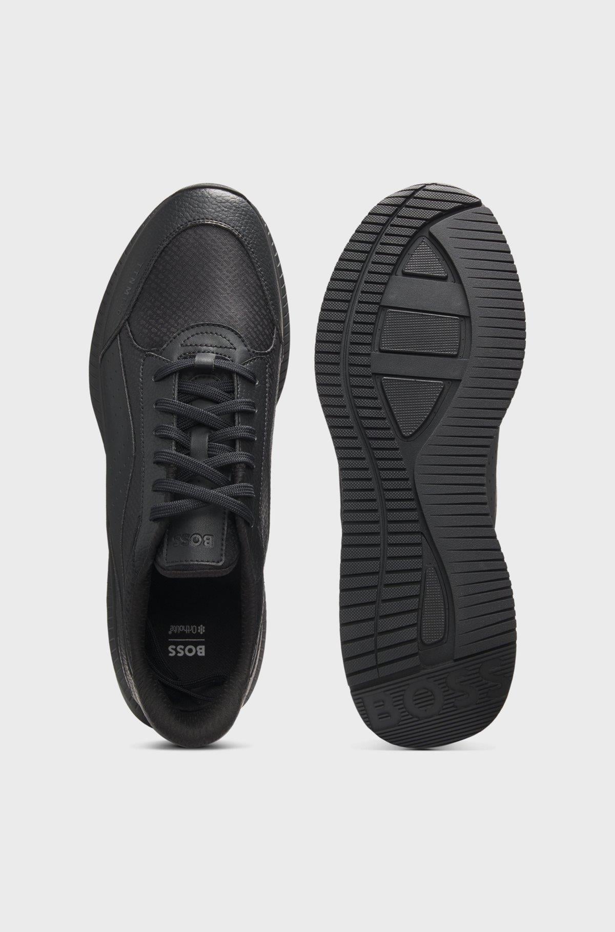 BOSS  BOSS Erkek Monogram Logolu Nefes Alabilen Tasarımlı Siyah Sneaker 50557828-005